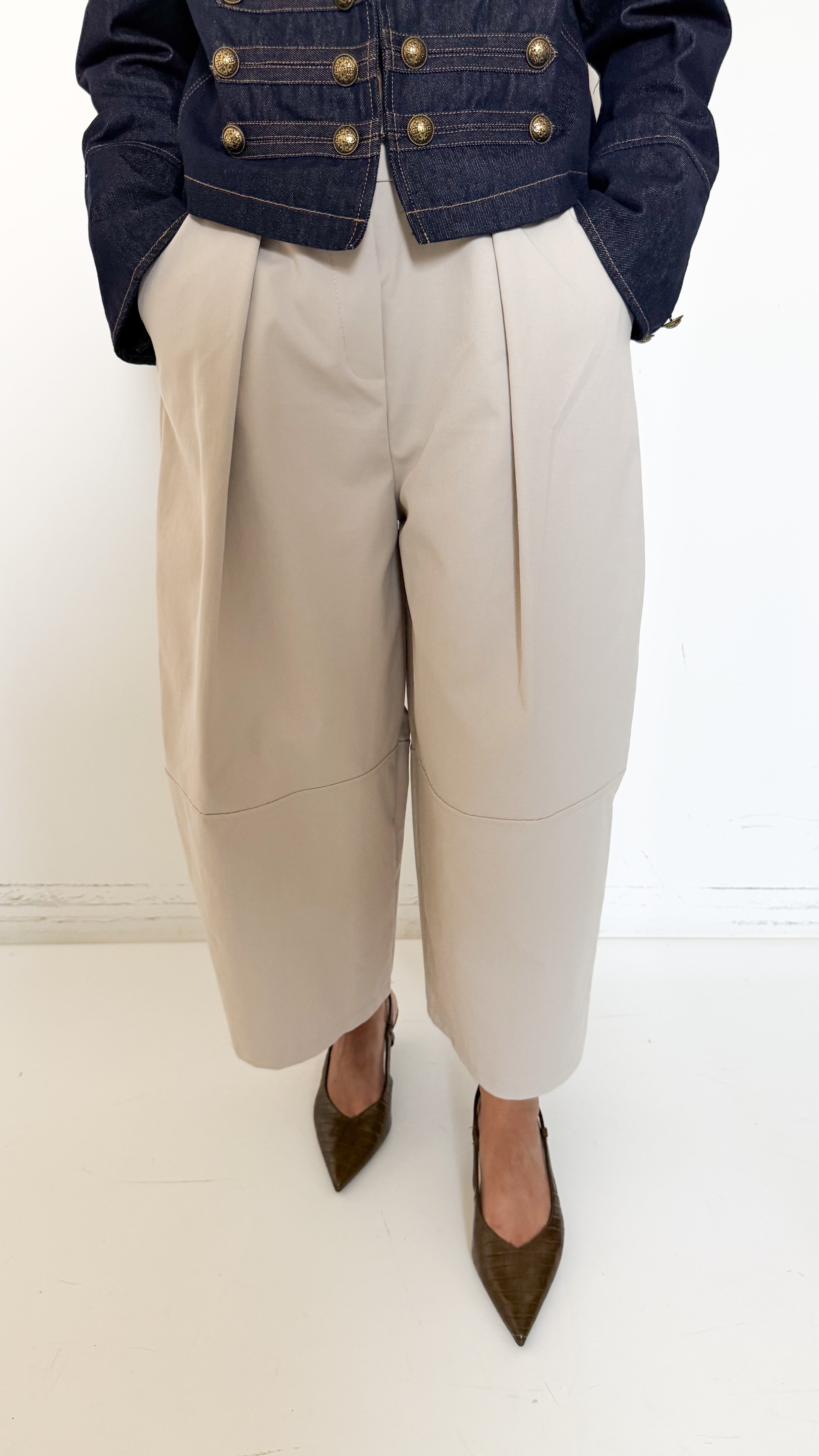 Pantaloni Panna Cropped Barrel