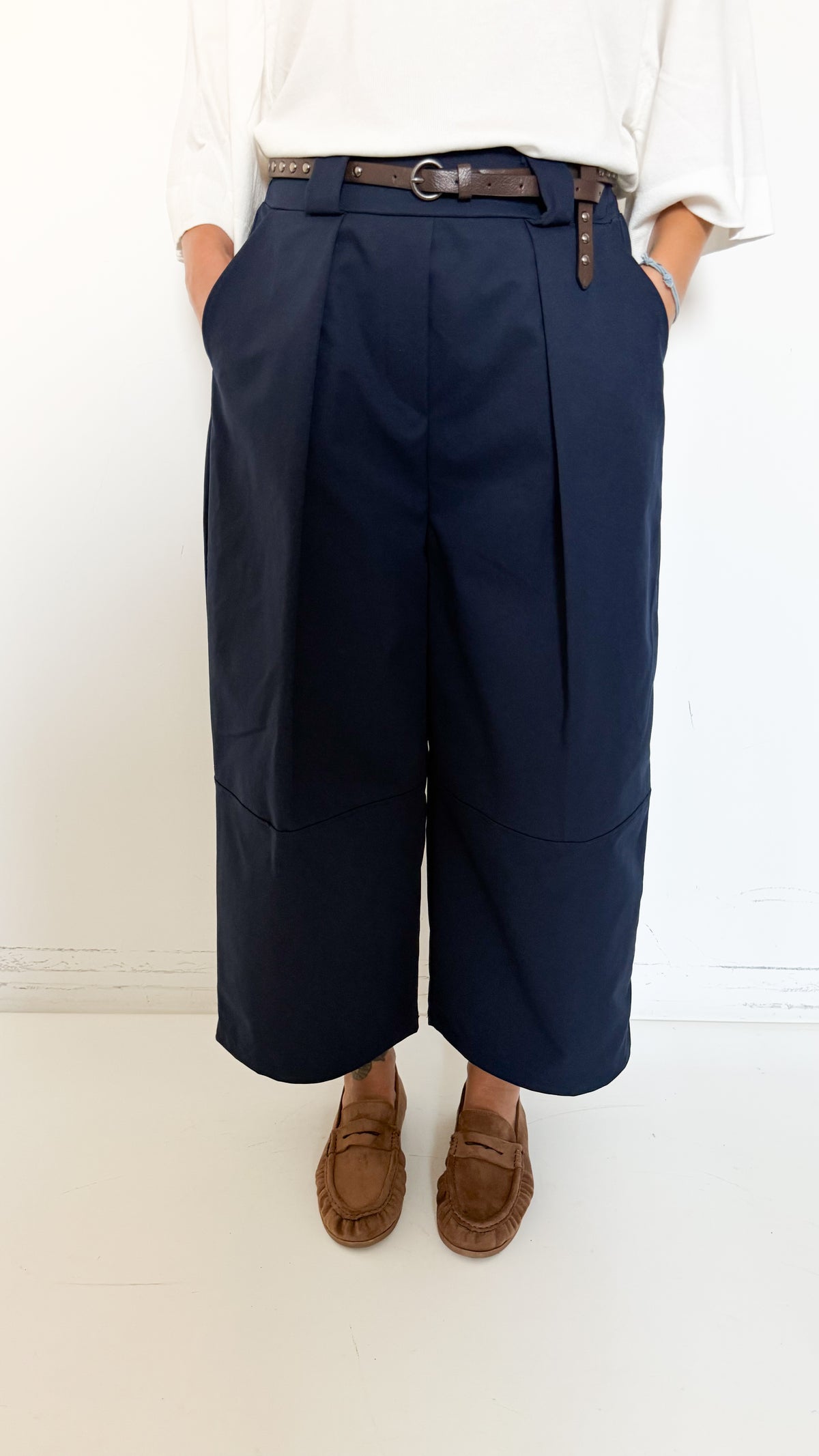 Pantaloni Blu Cropped Barrel