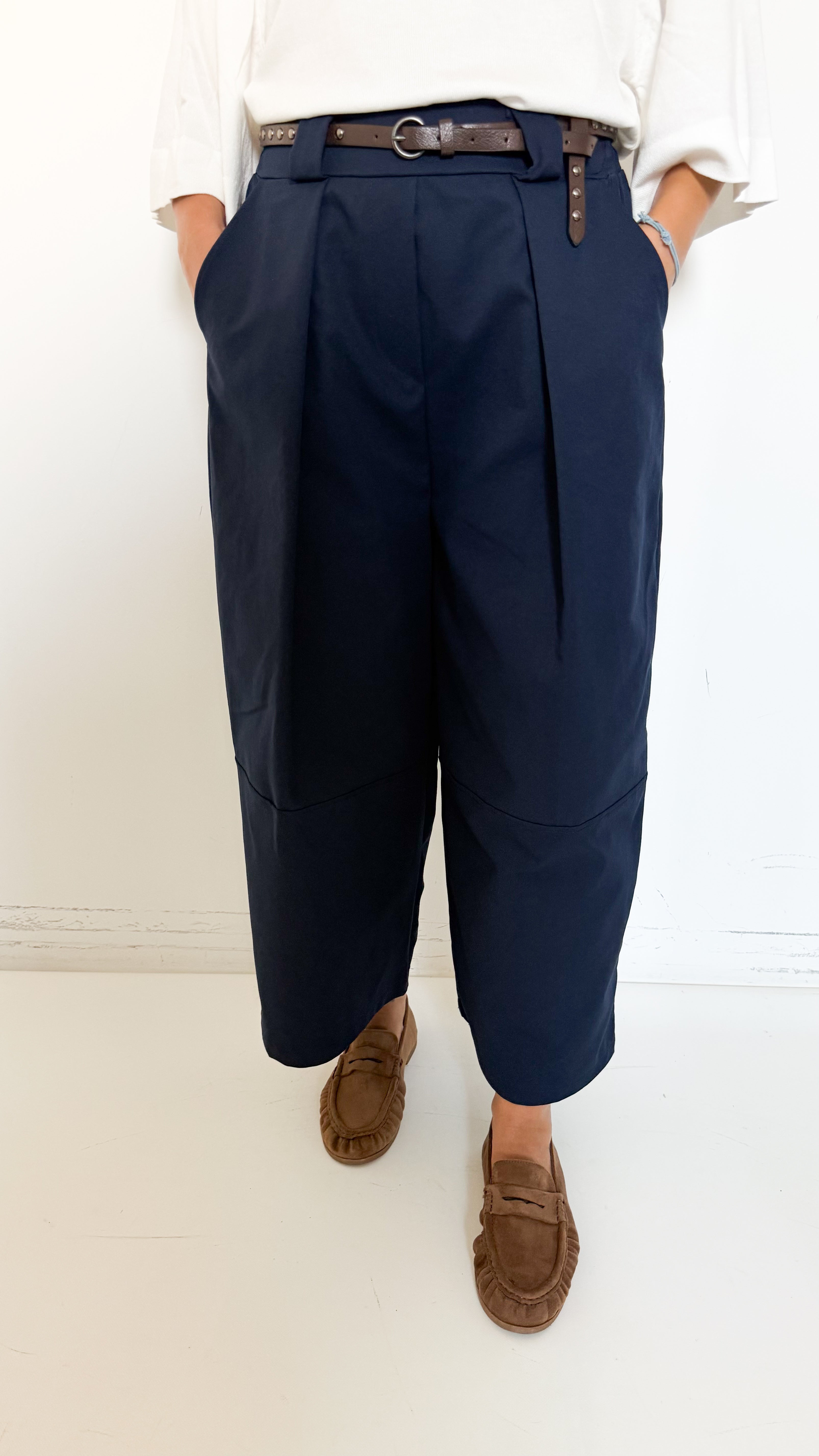 Pantaloni Blu Cropped Barrel
