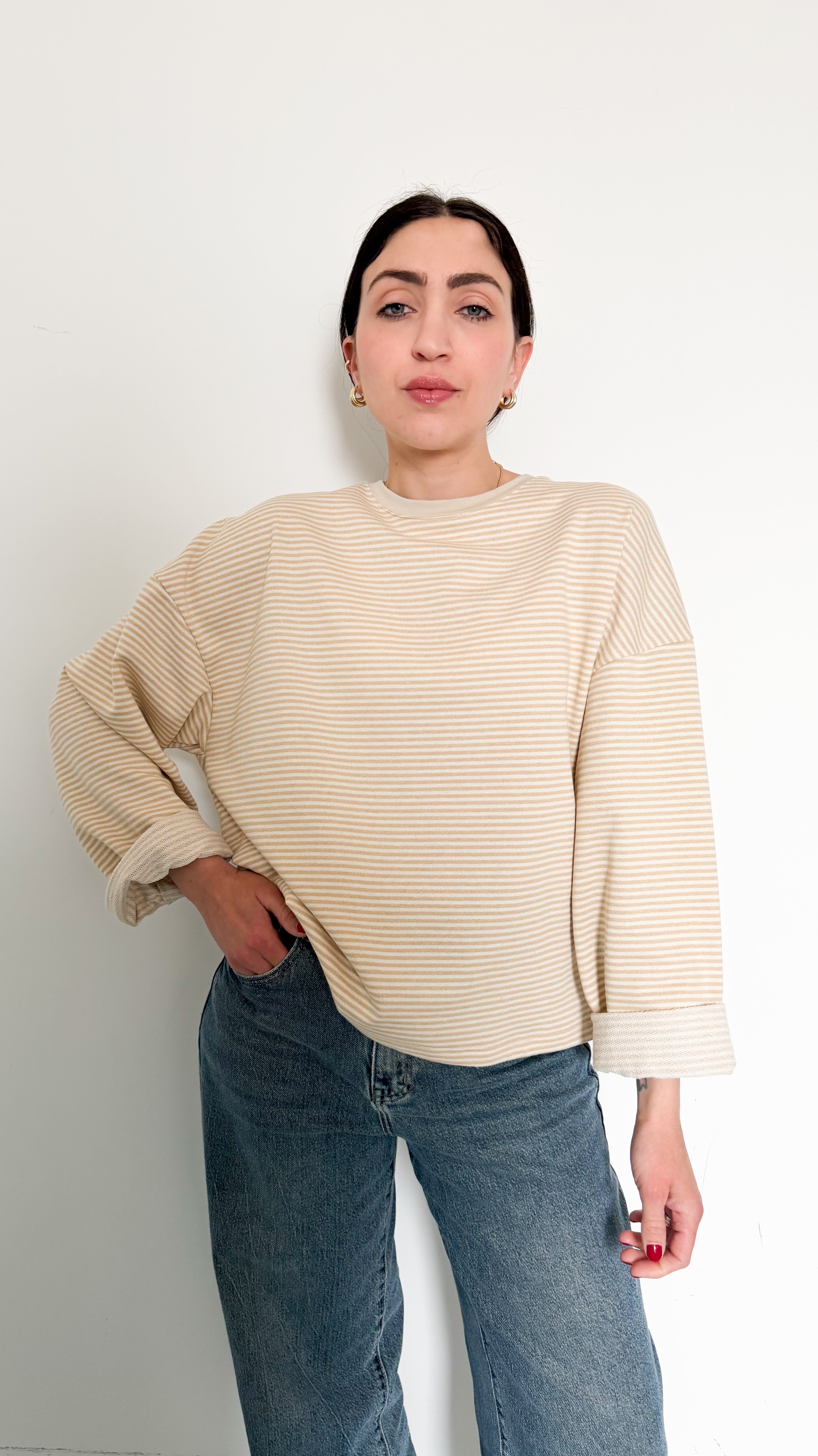 Maglia Beige A Righe