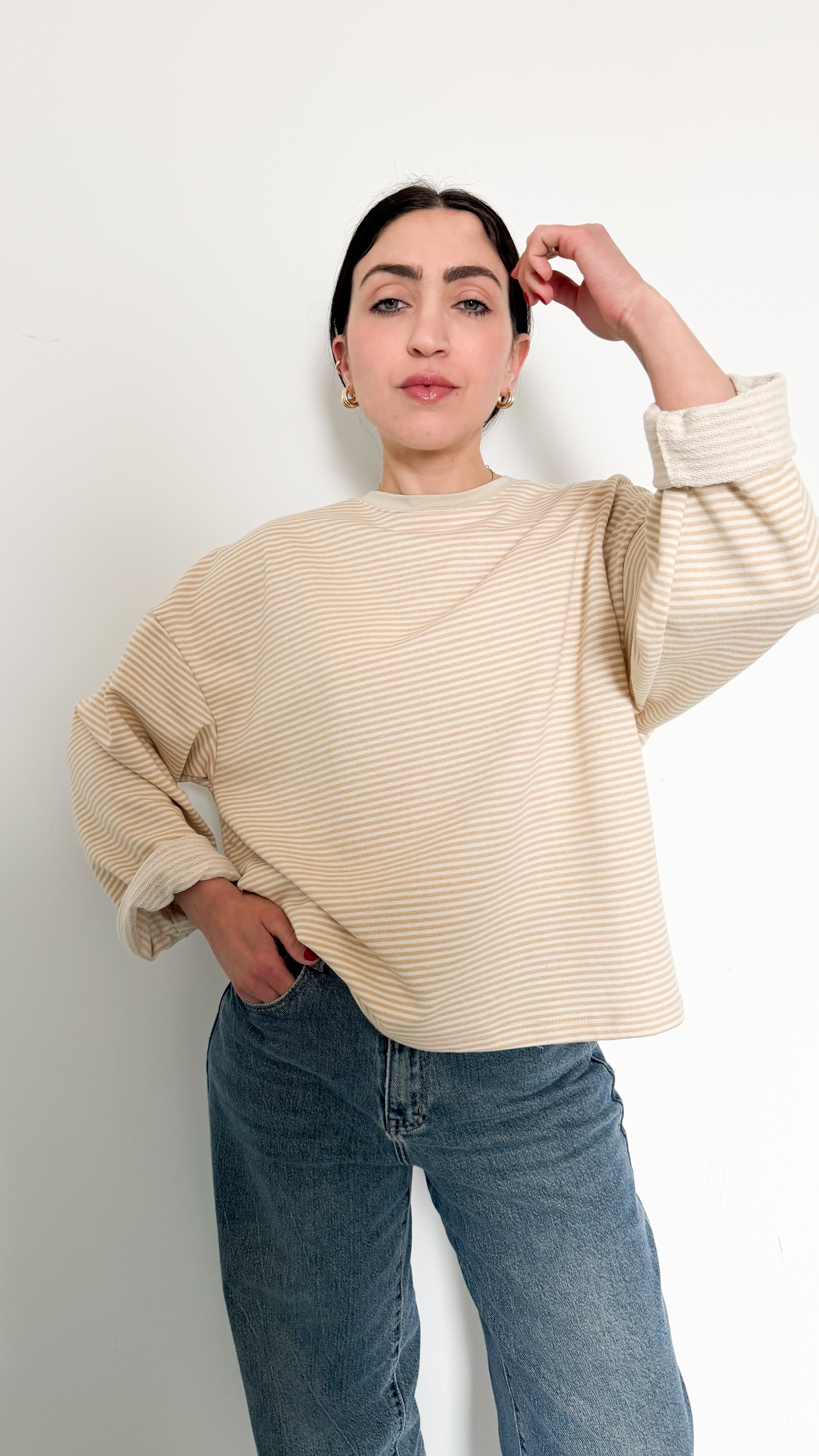 Maglia Beige A Righe