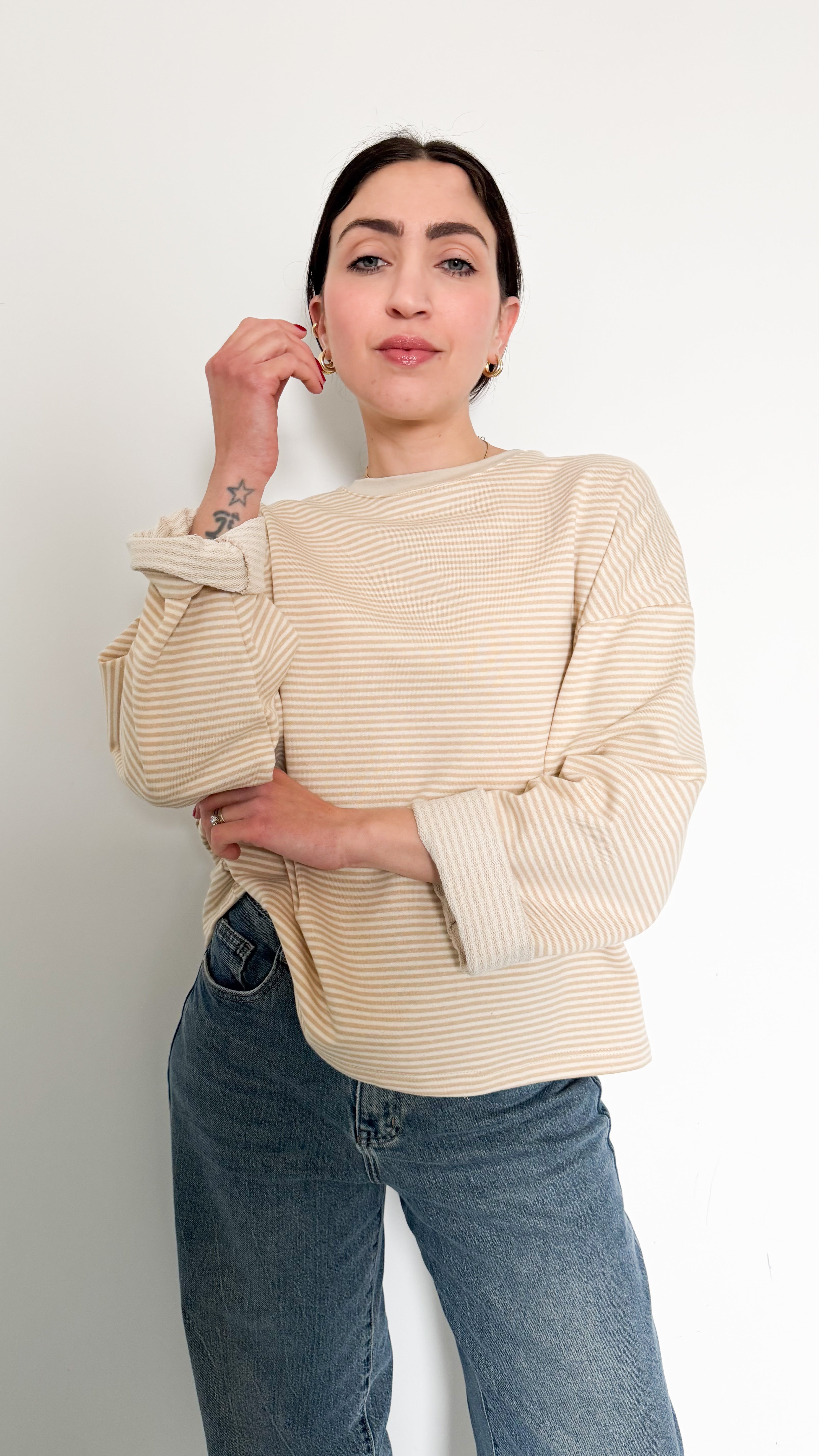 Maglia Beige A Righe