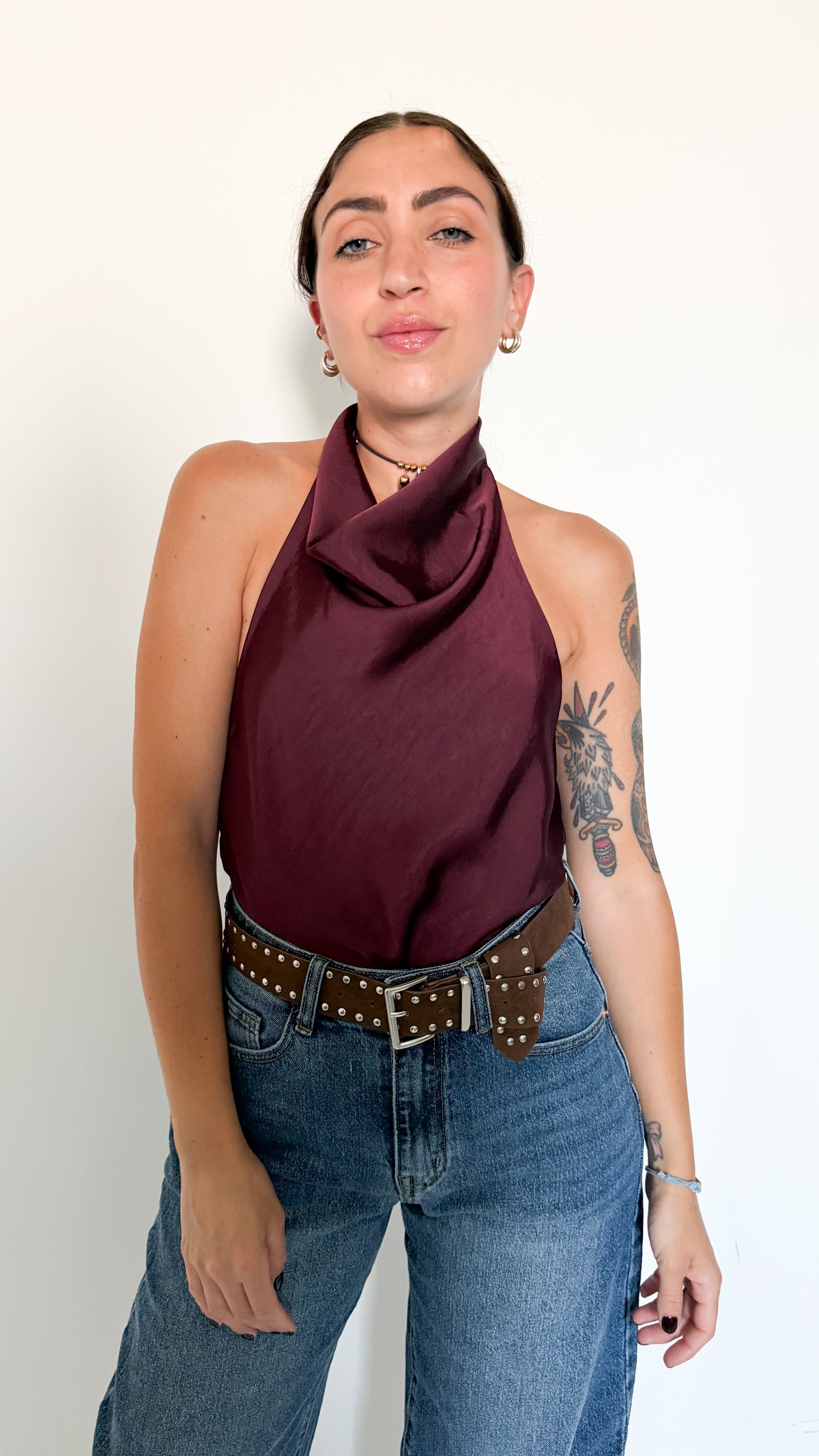 Top In Satin Borgogna