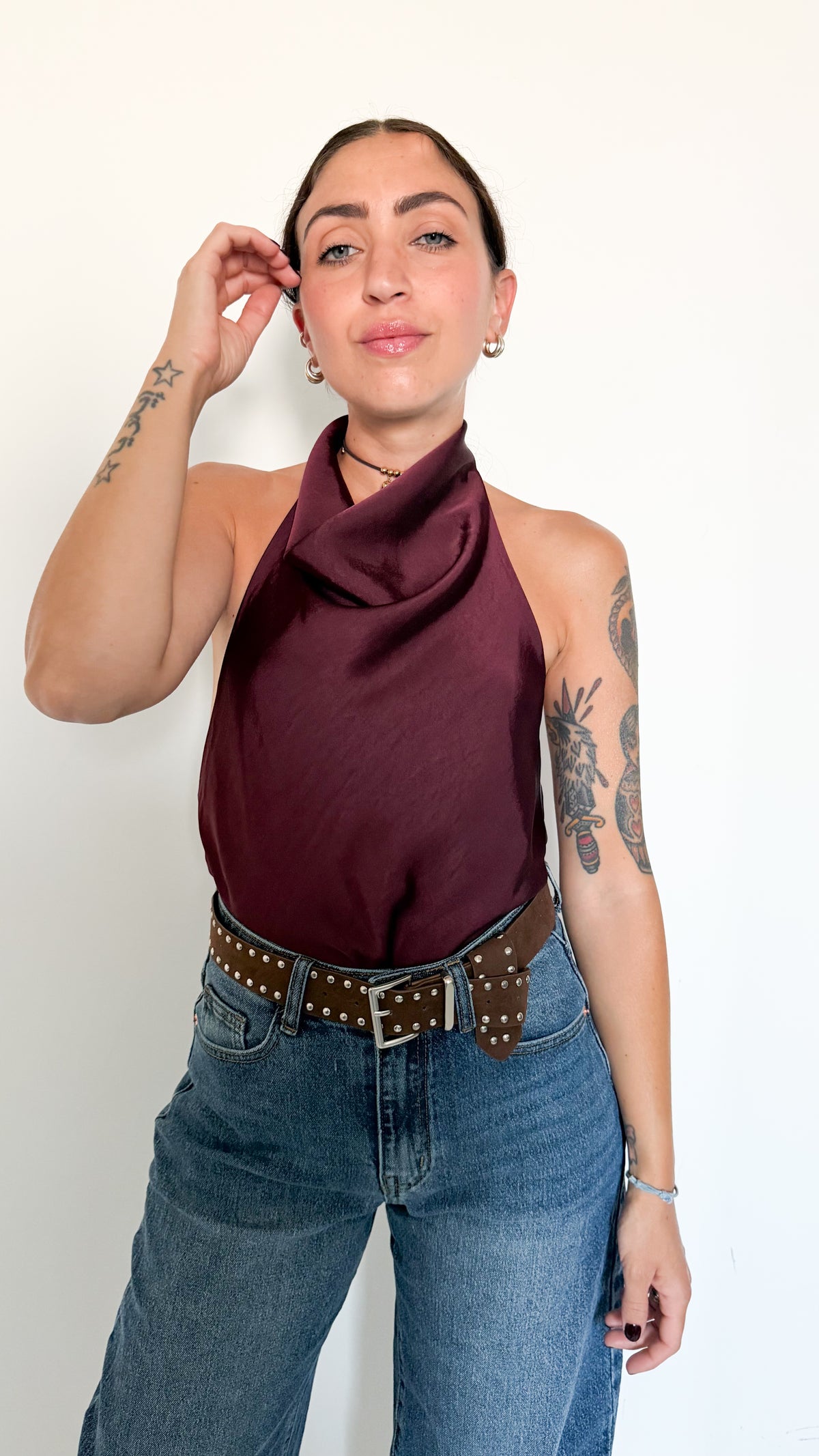 Top In Satin Borgogna
