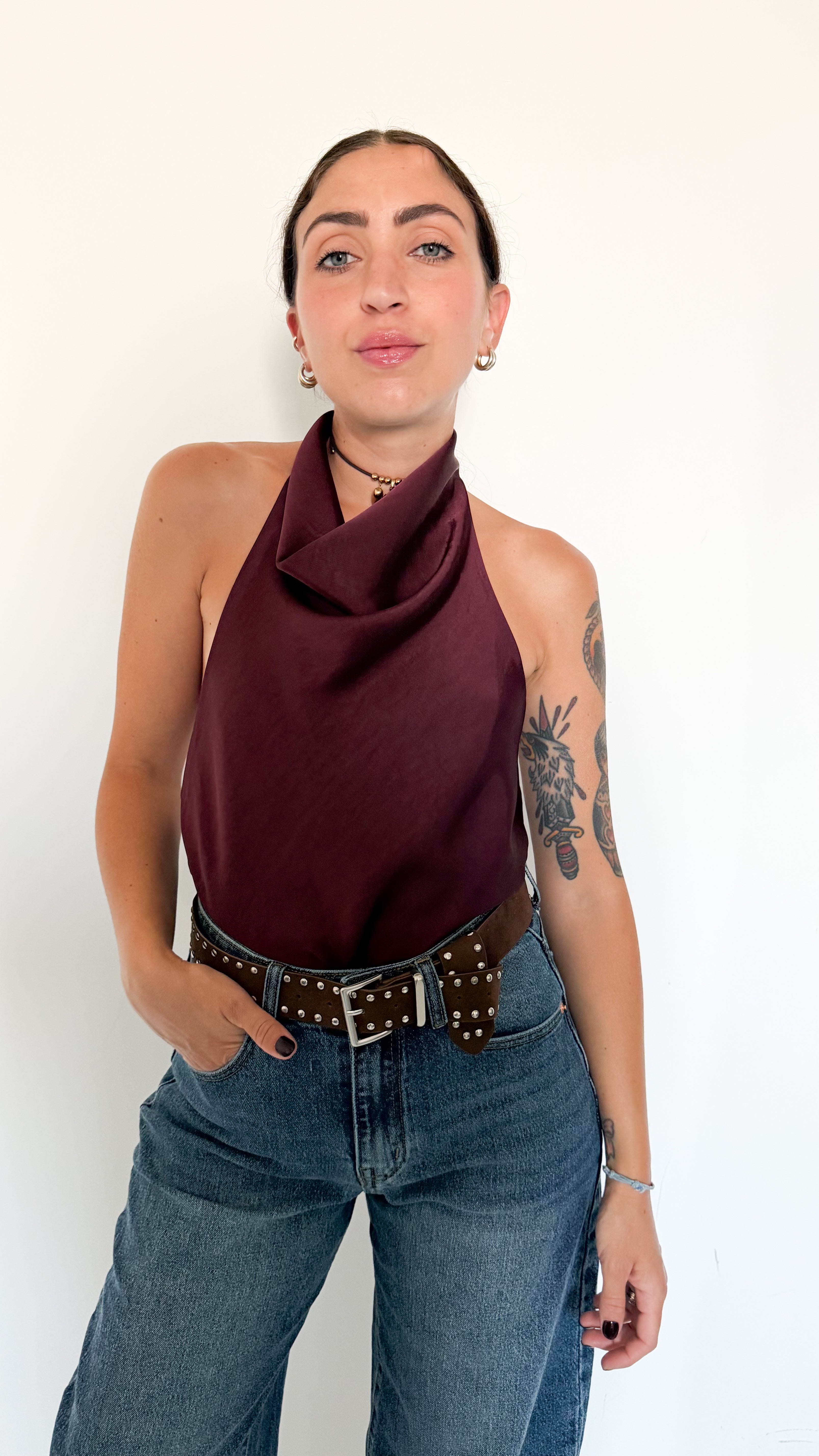 Top In Satin Borgogna