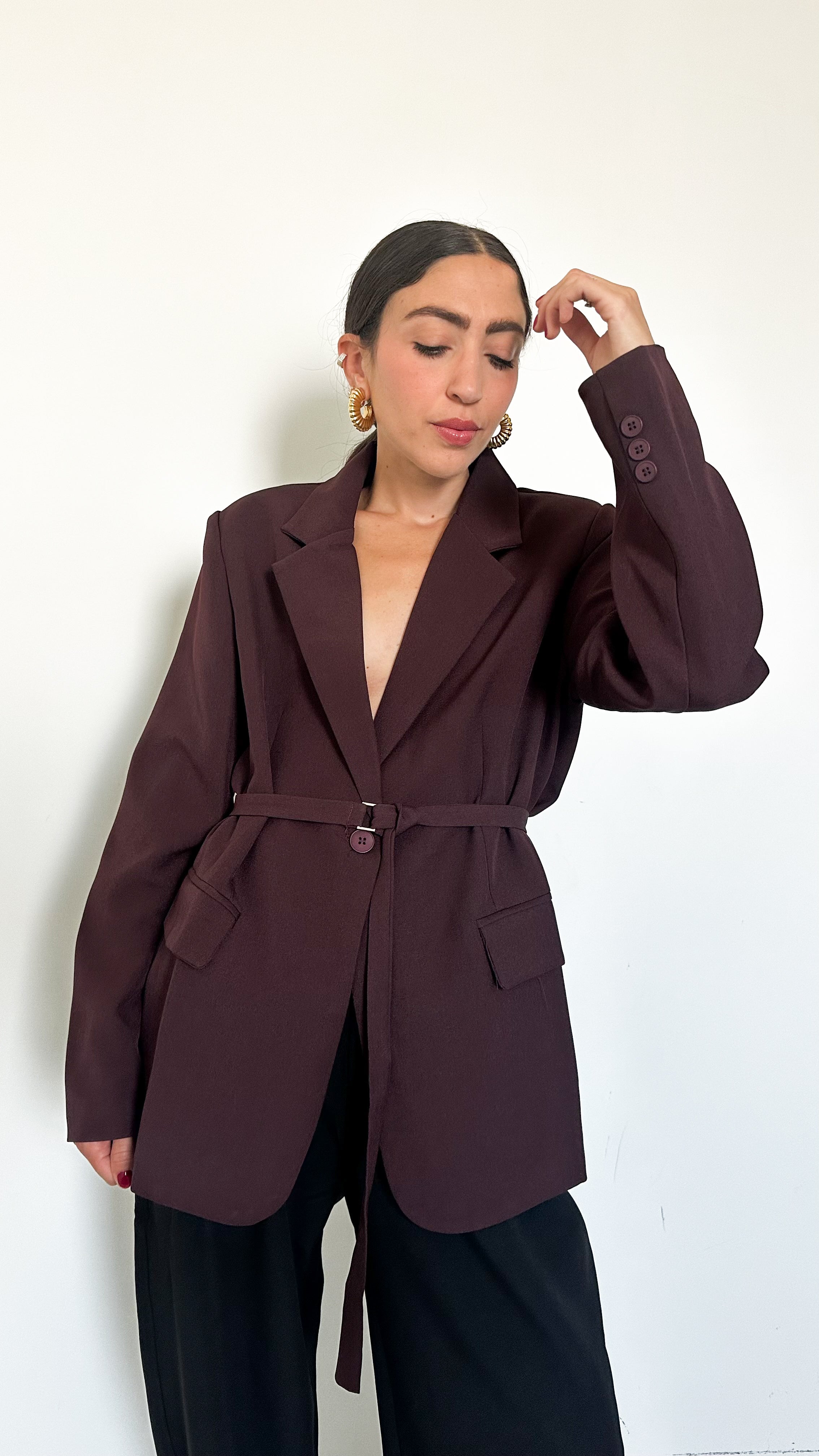 Blazer Borgogna Con Cintura