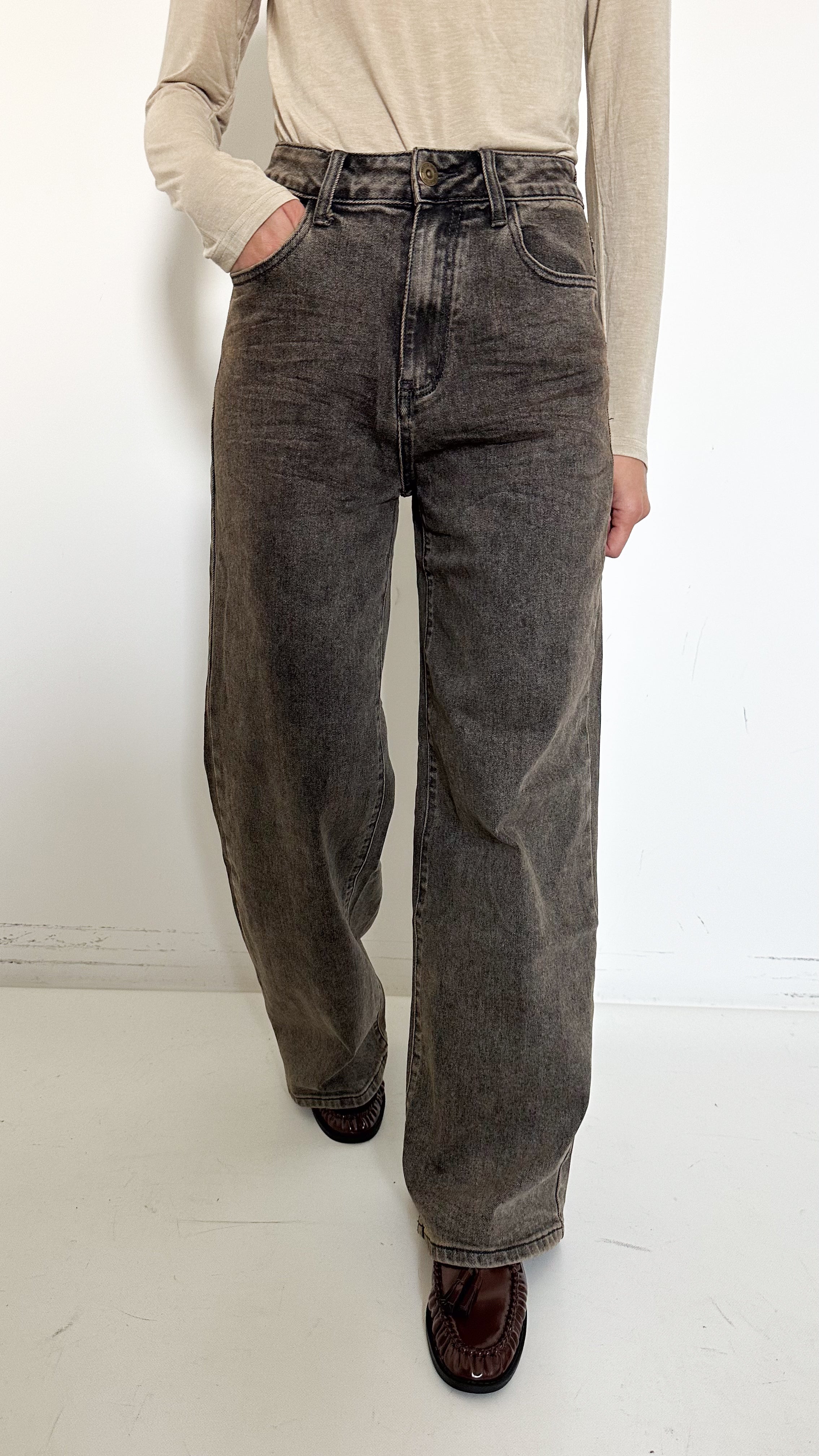 Jeans Wide Leg Sabbiato