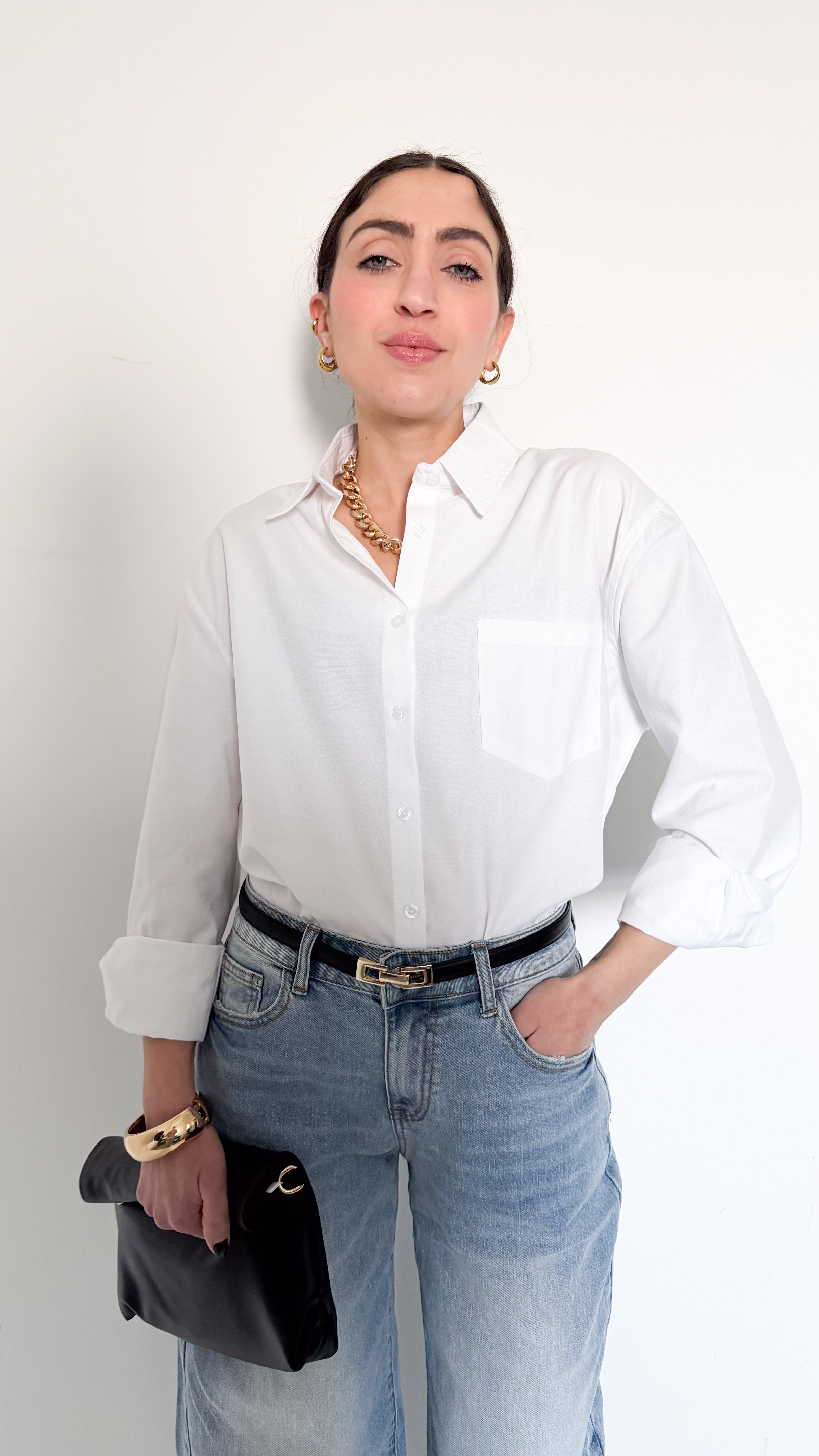 Camicia Bianca Con Tasca