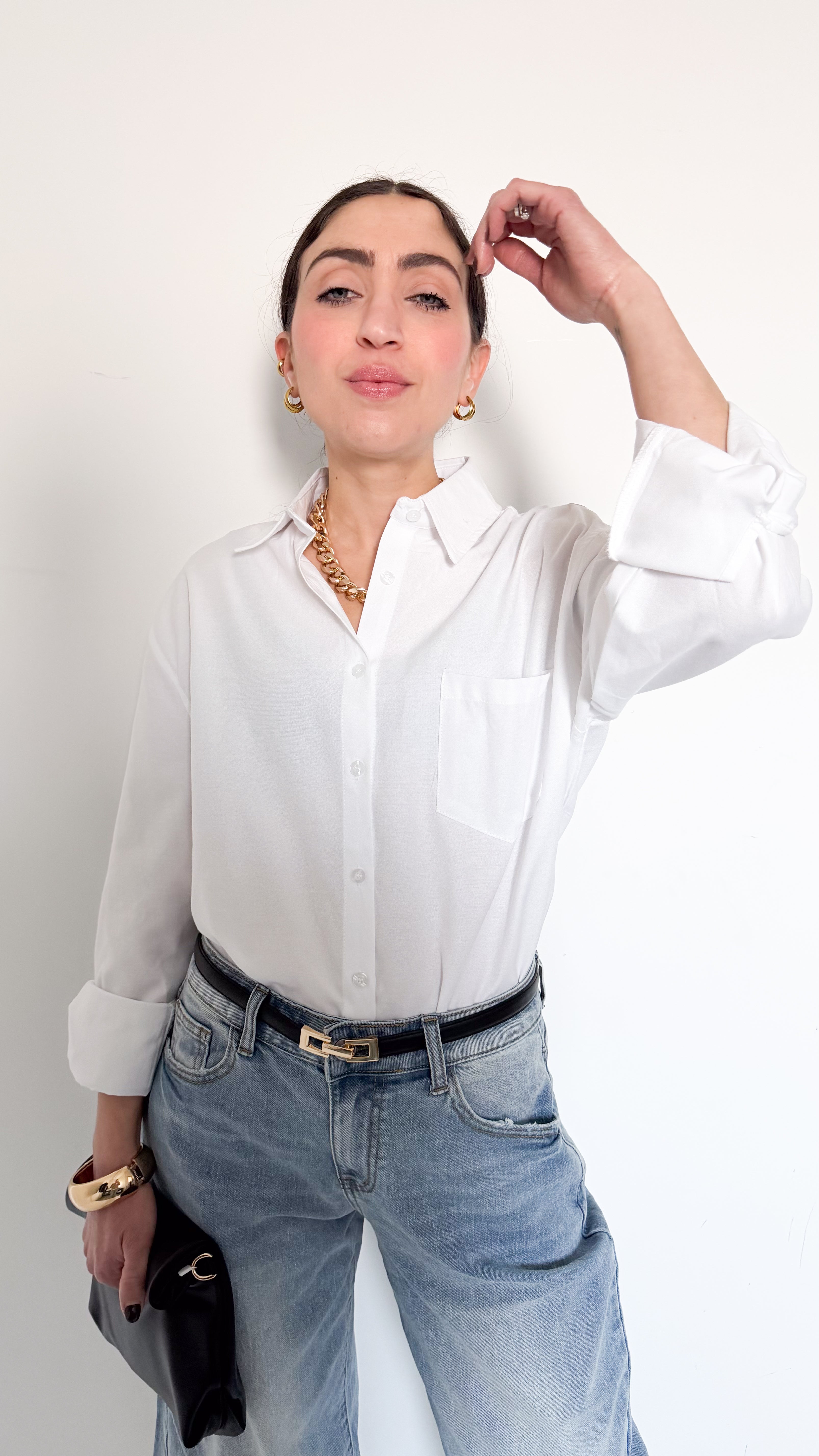 Camicia Bianca Con Tasca