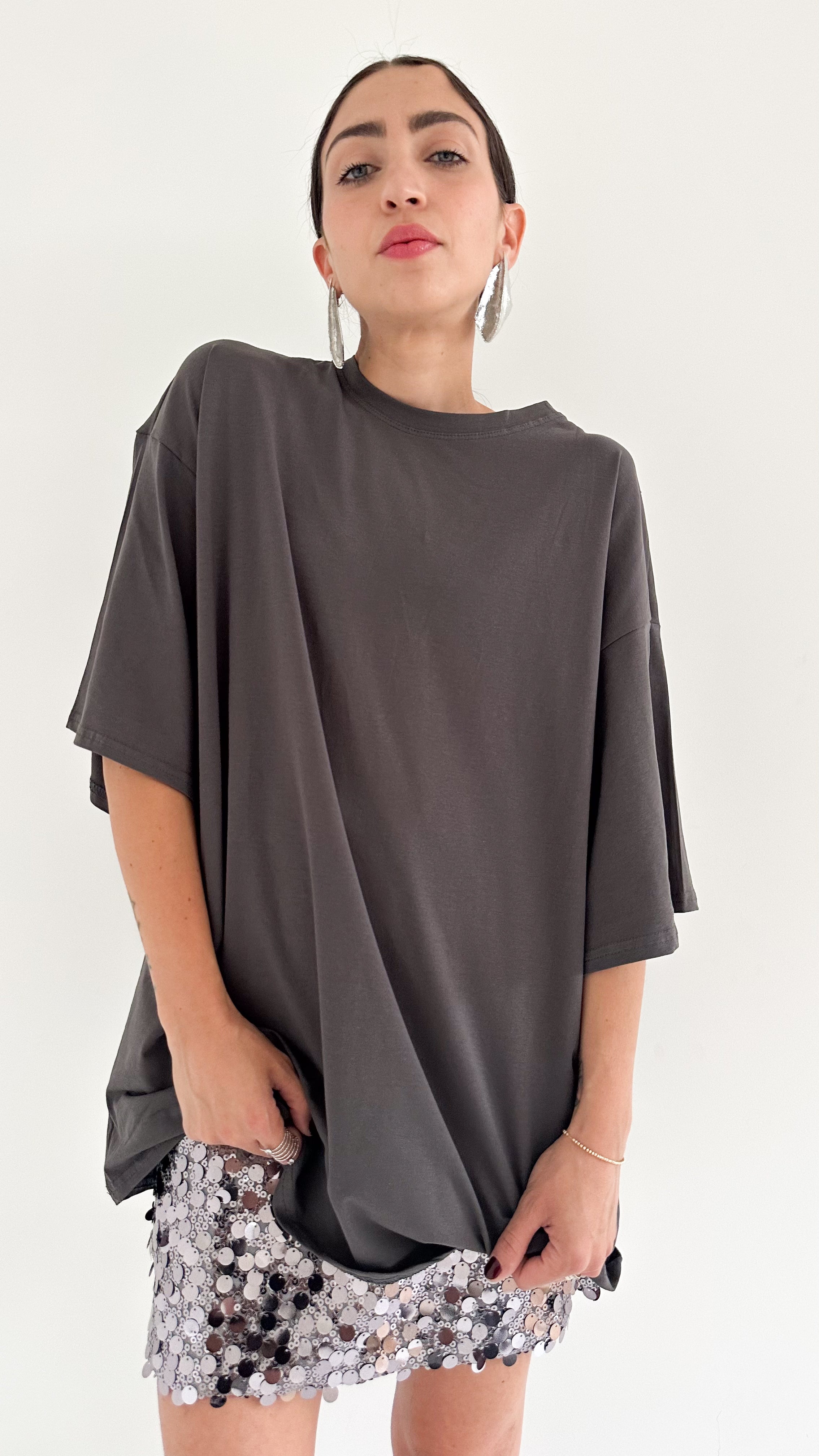 T-Shirt Basic Over Grigia