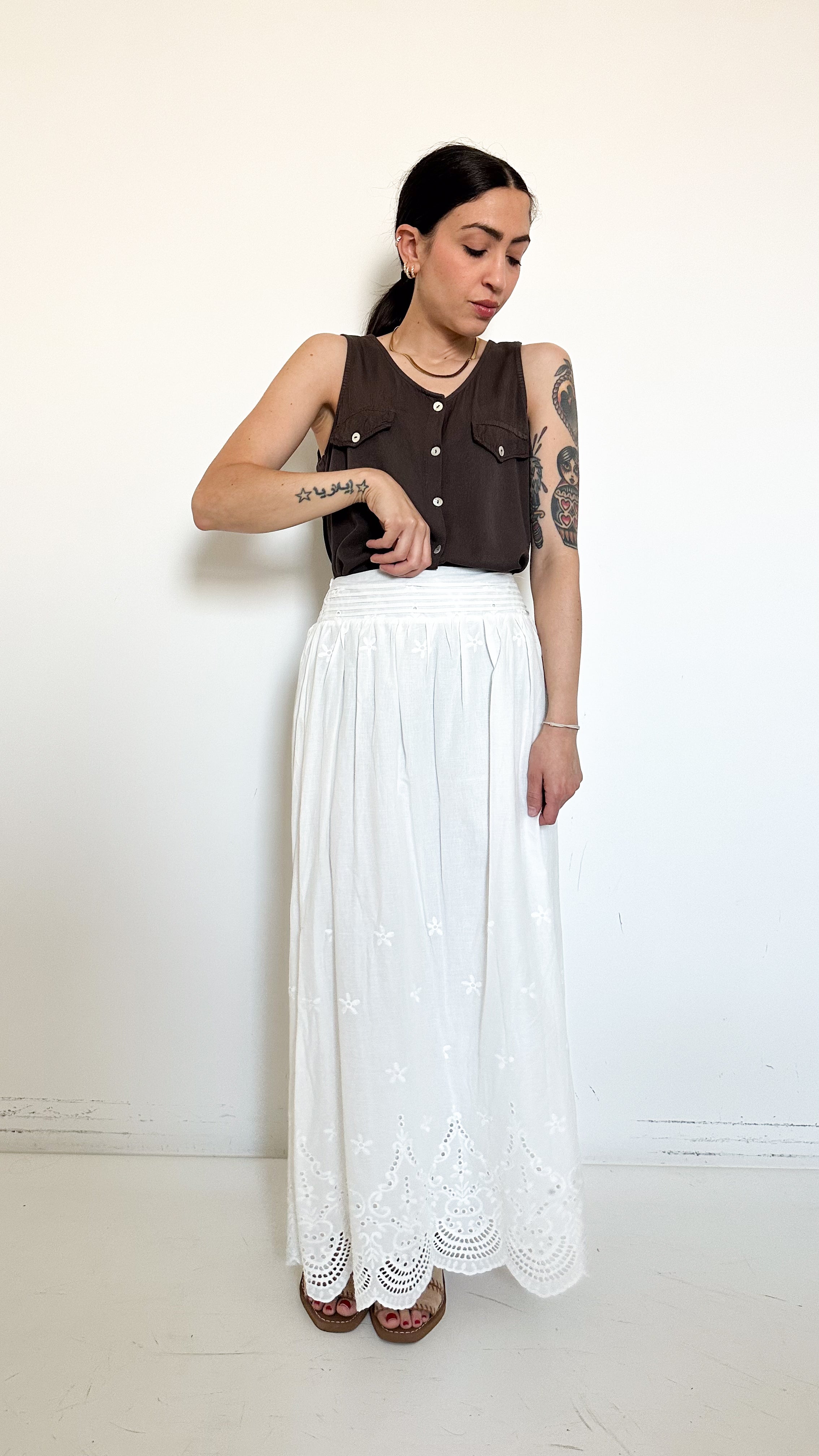 Gonna Bianca In Cotone