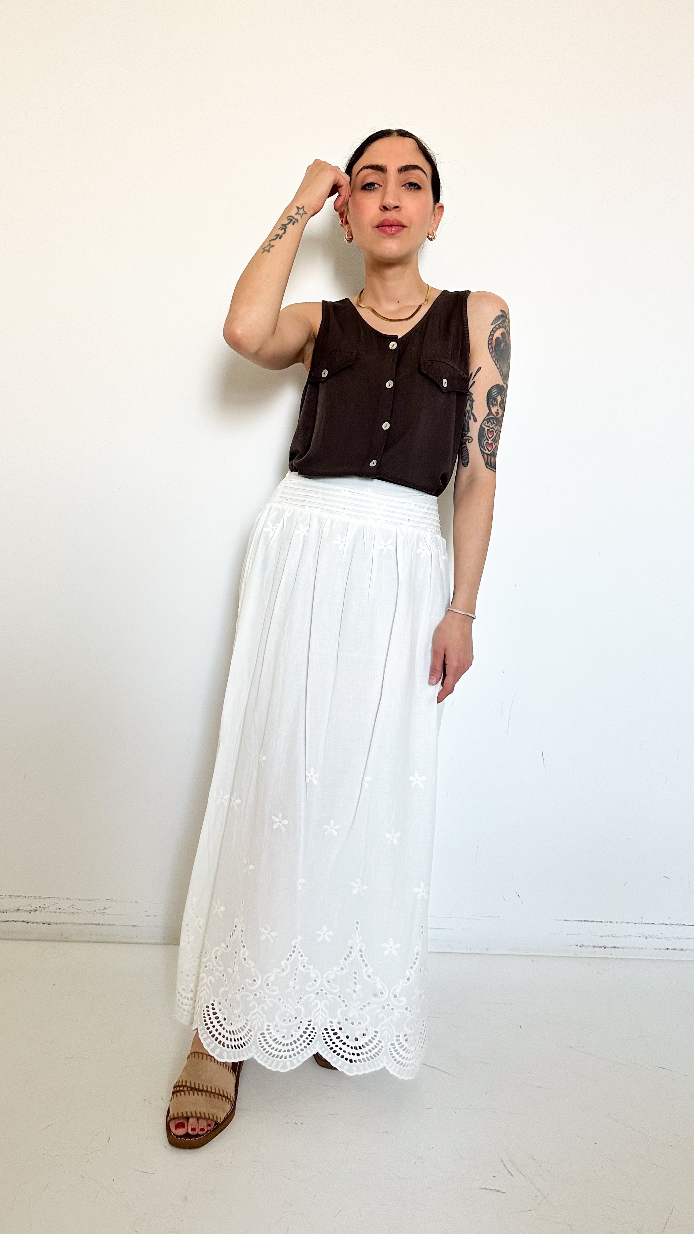 Gonna Bianca In Cotone