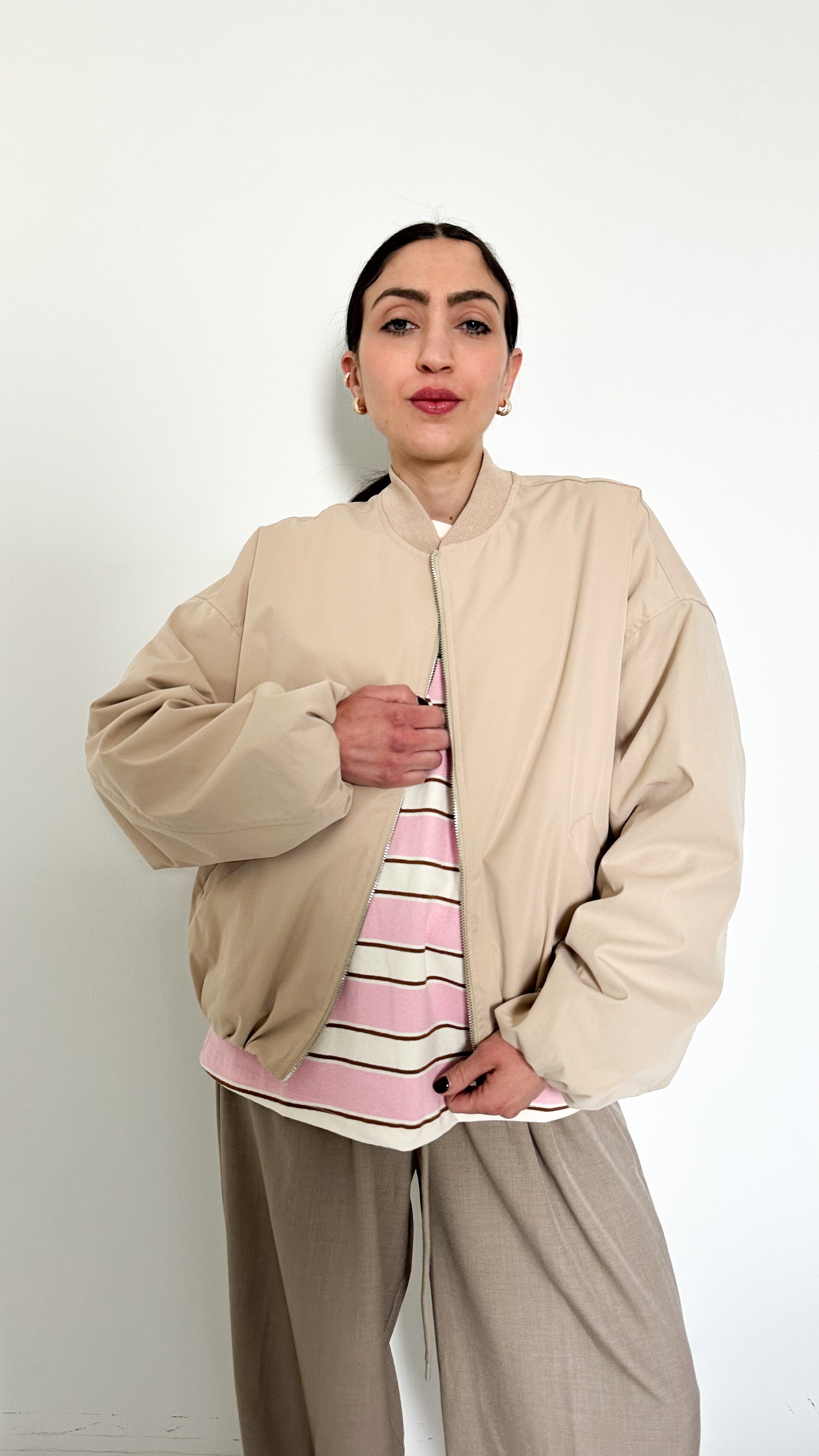 Giubbotto Bomber Beige