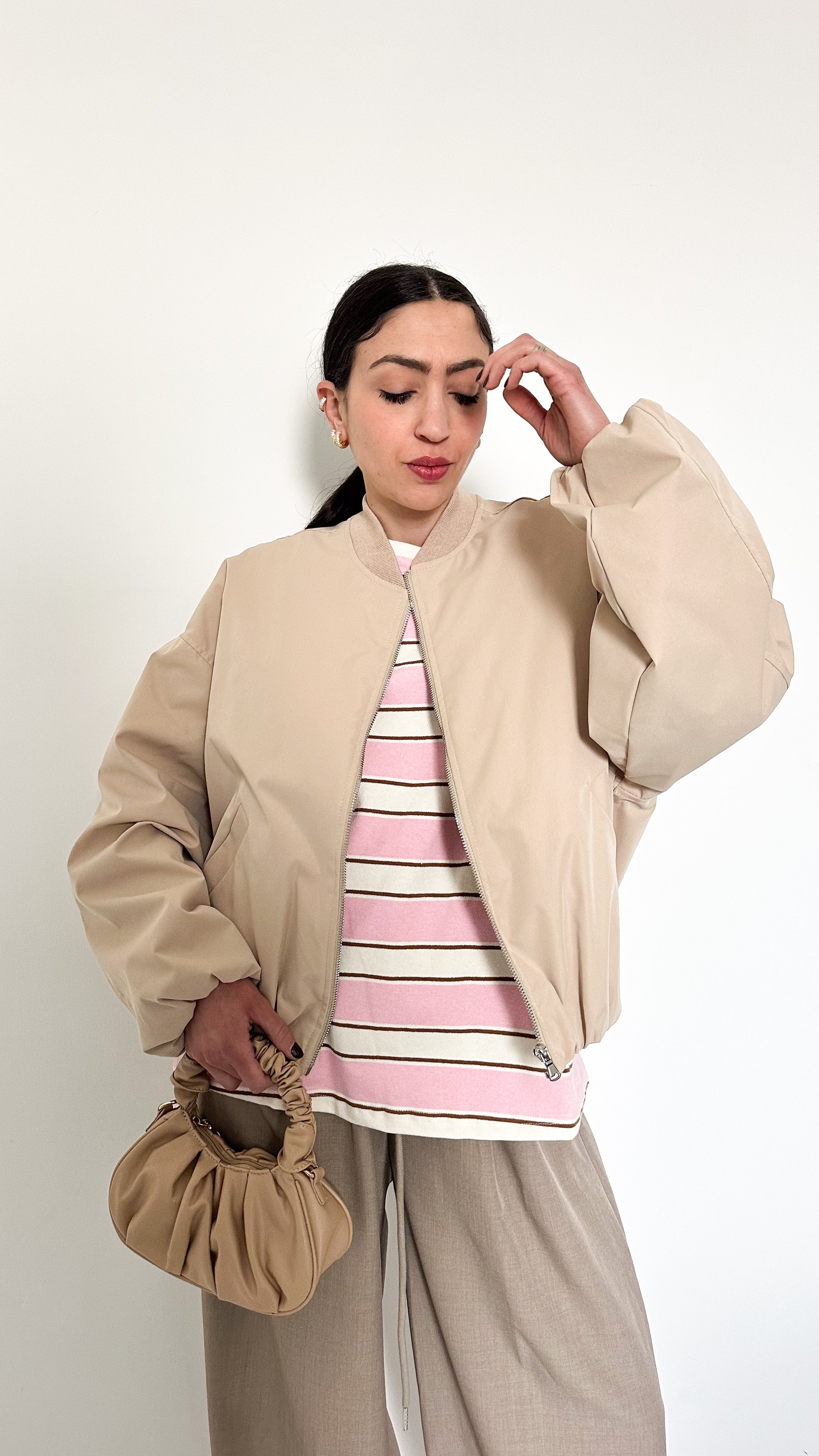 Giubbotto Bomber Beige