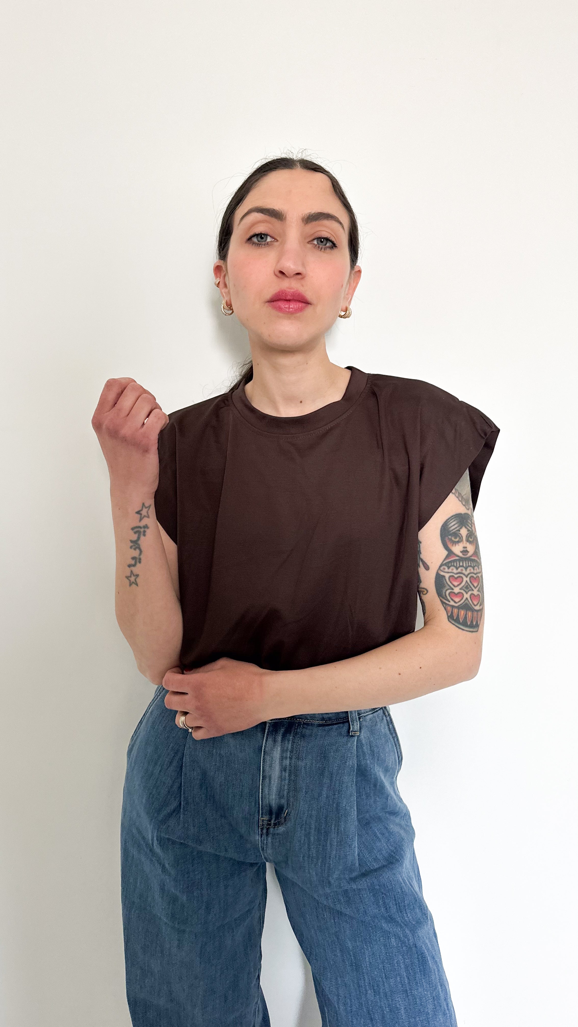 T-Shirt In Viscosa Marrone