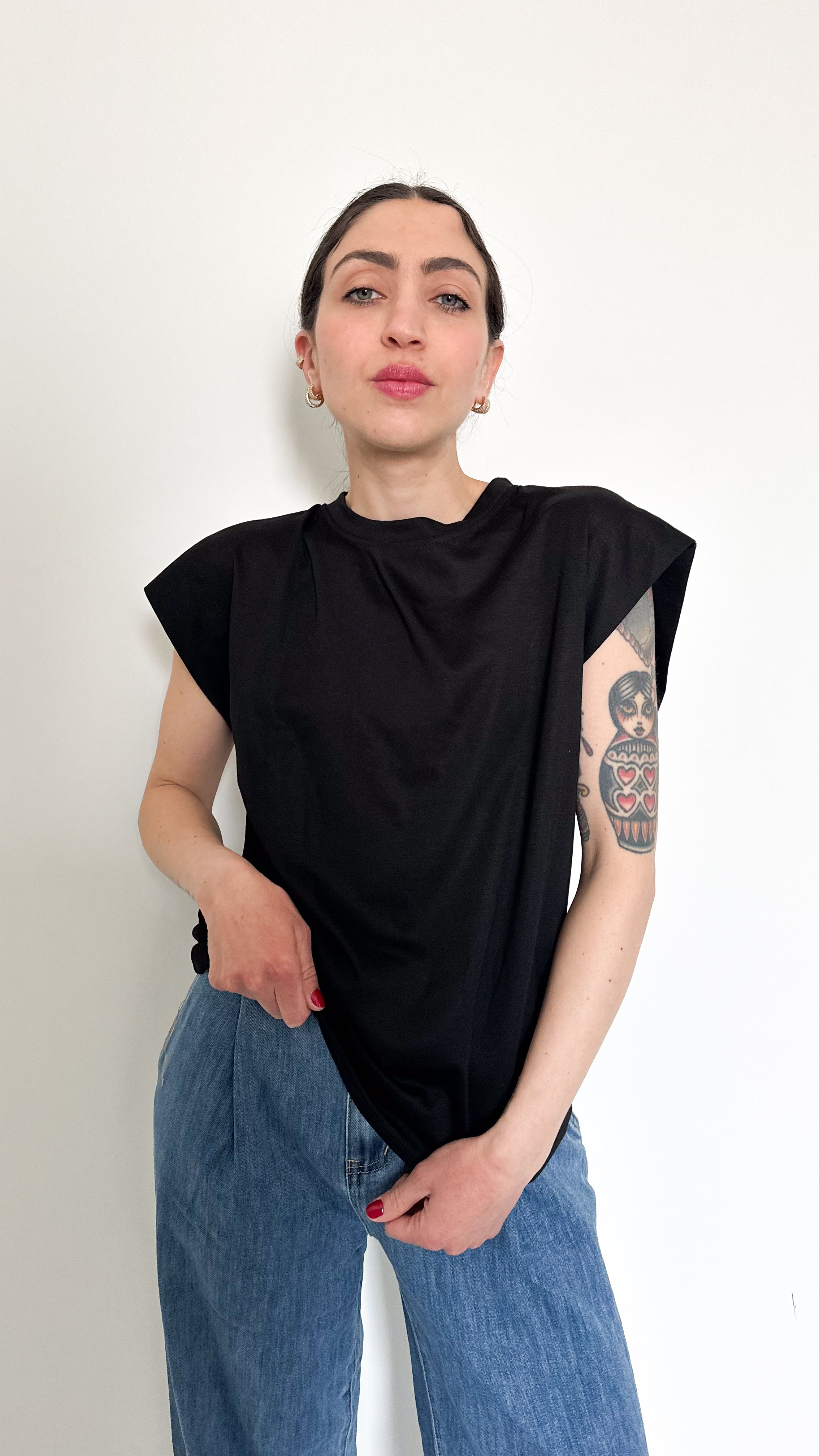 T-Shirt In Viscosa Nera