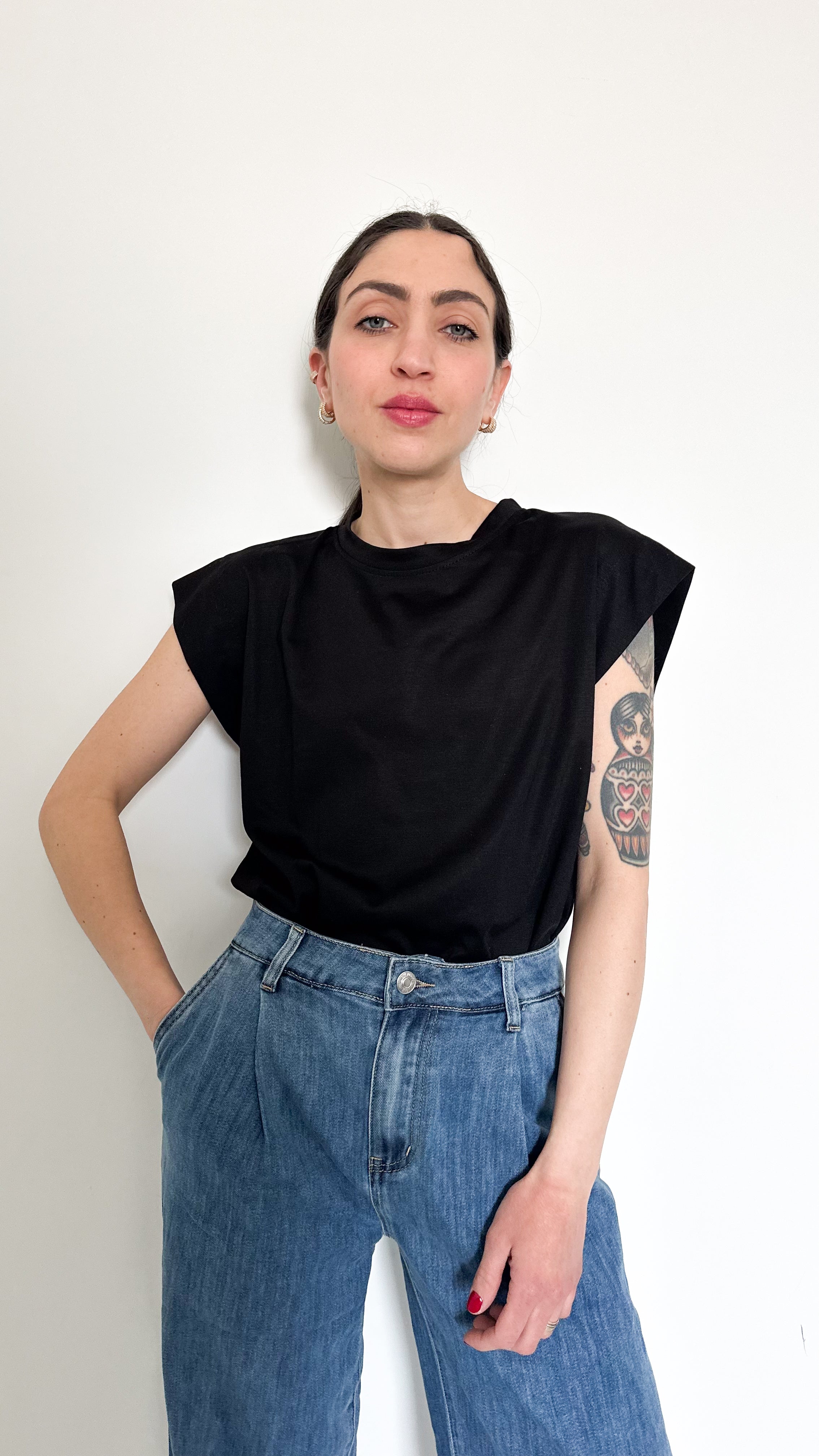 T-Shirt In Viscosa Nera