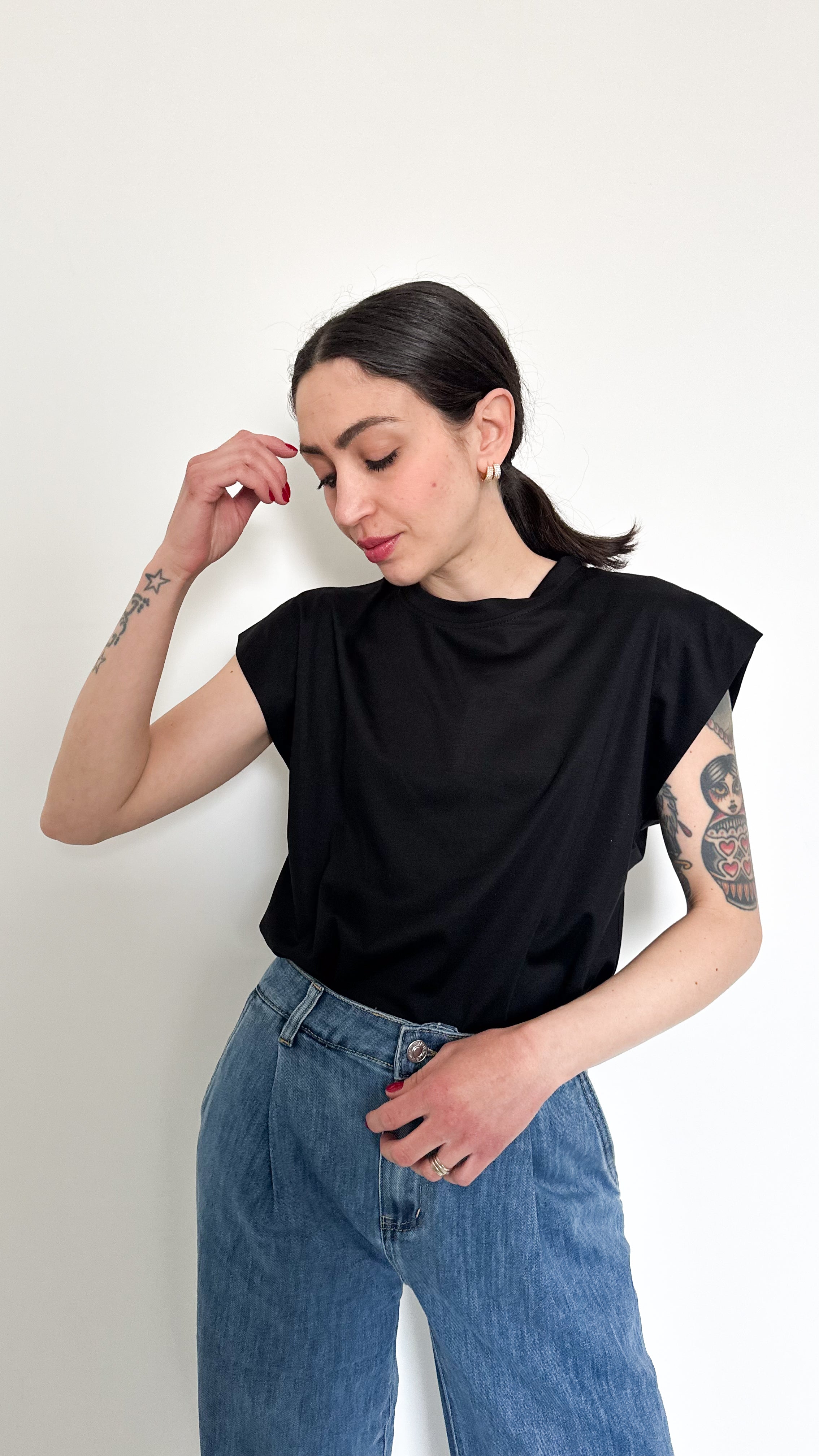 T-Shirt In Viscosa Nera