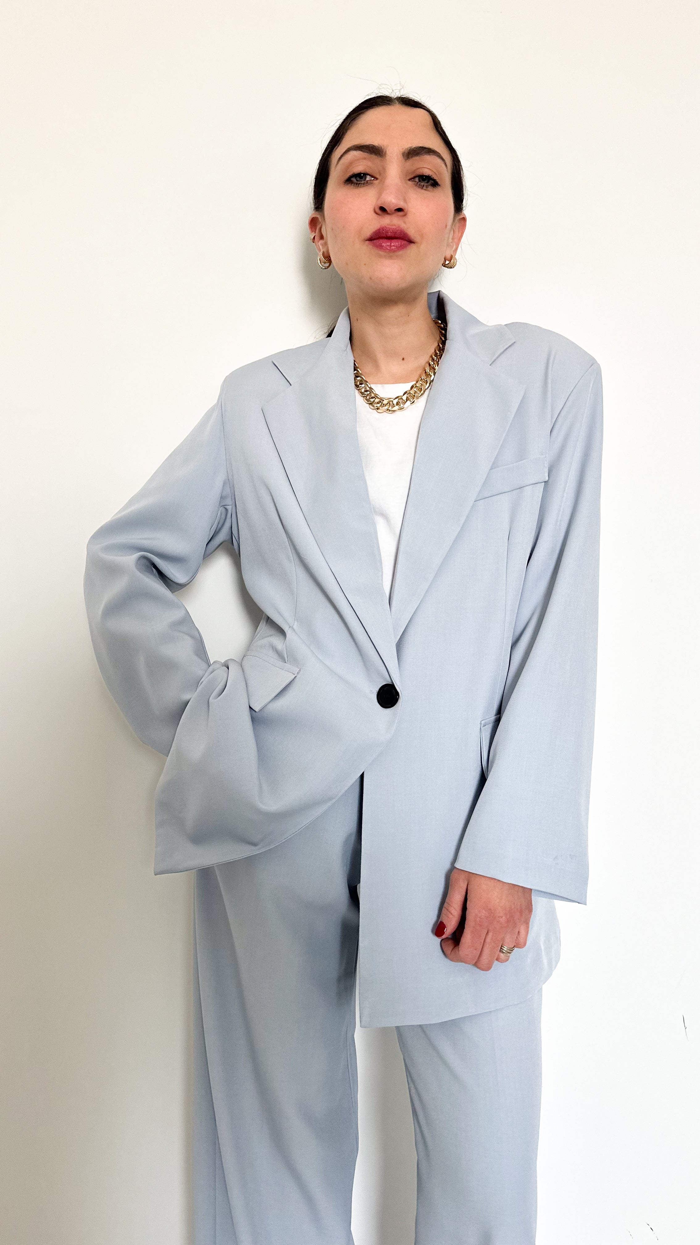 Tailleur Monopetto Over Azzurro