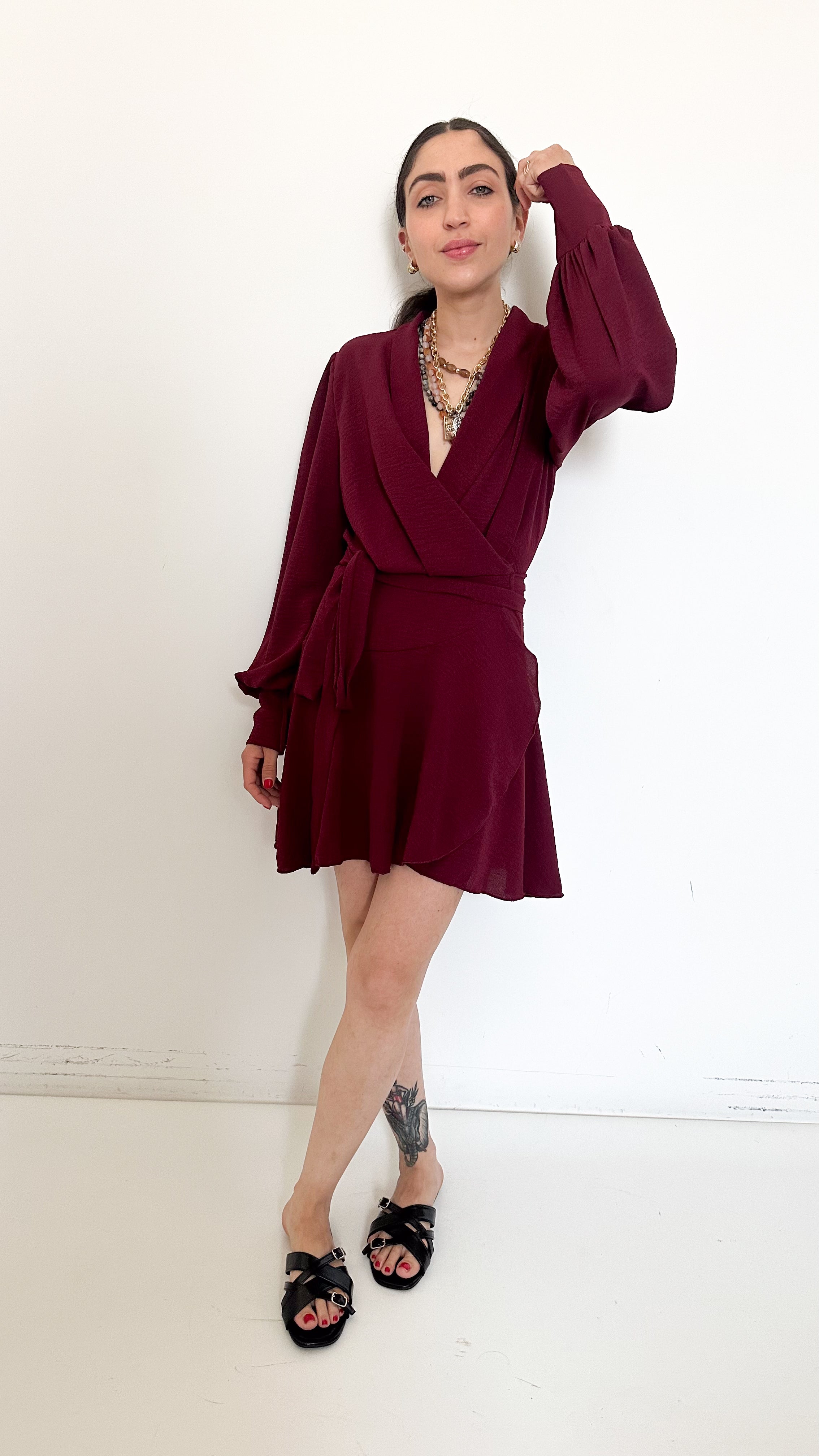 Vestito A Portafoglio Bordeaux