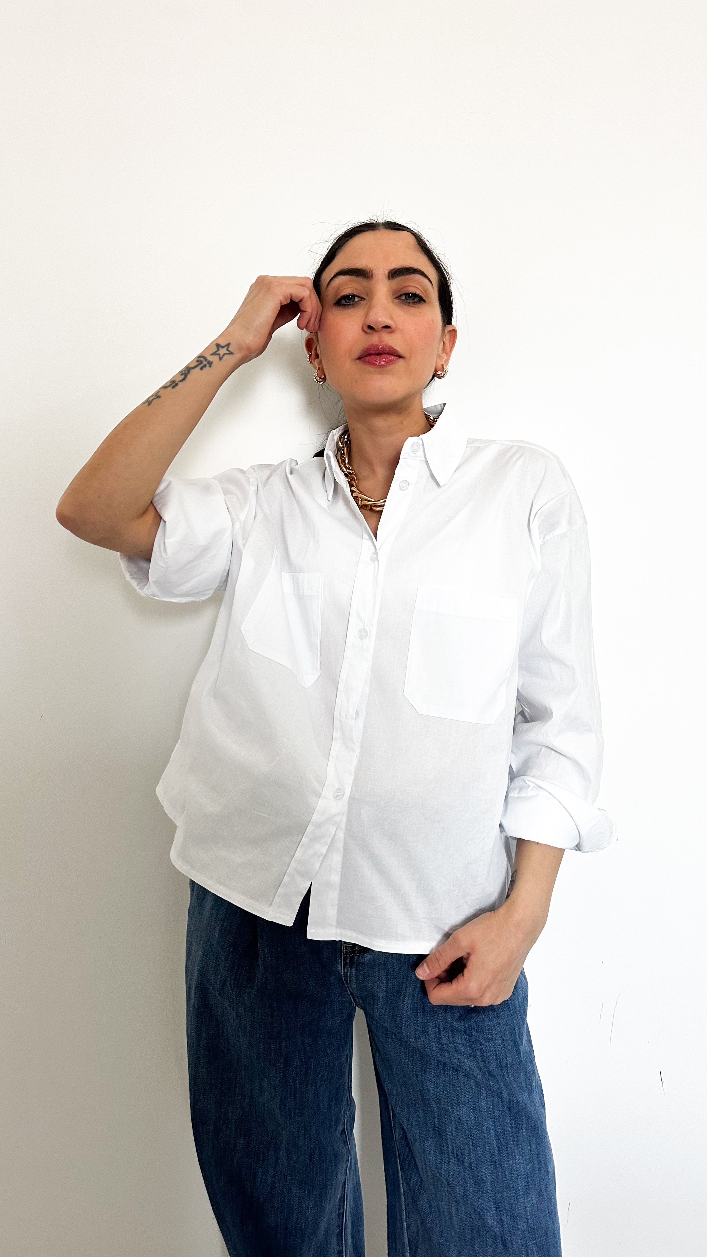 Camicia Bianca Con Tasche