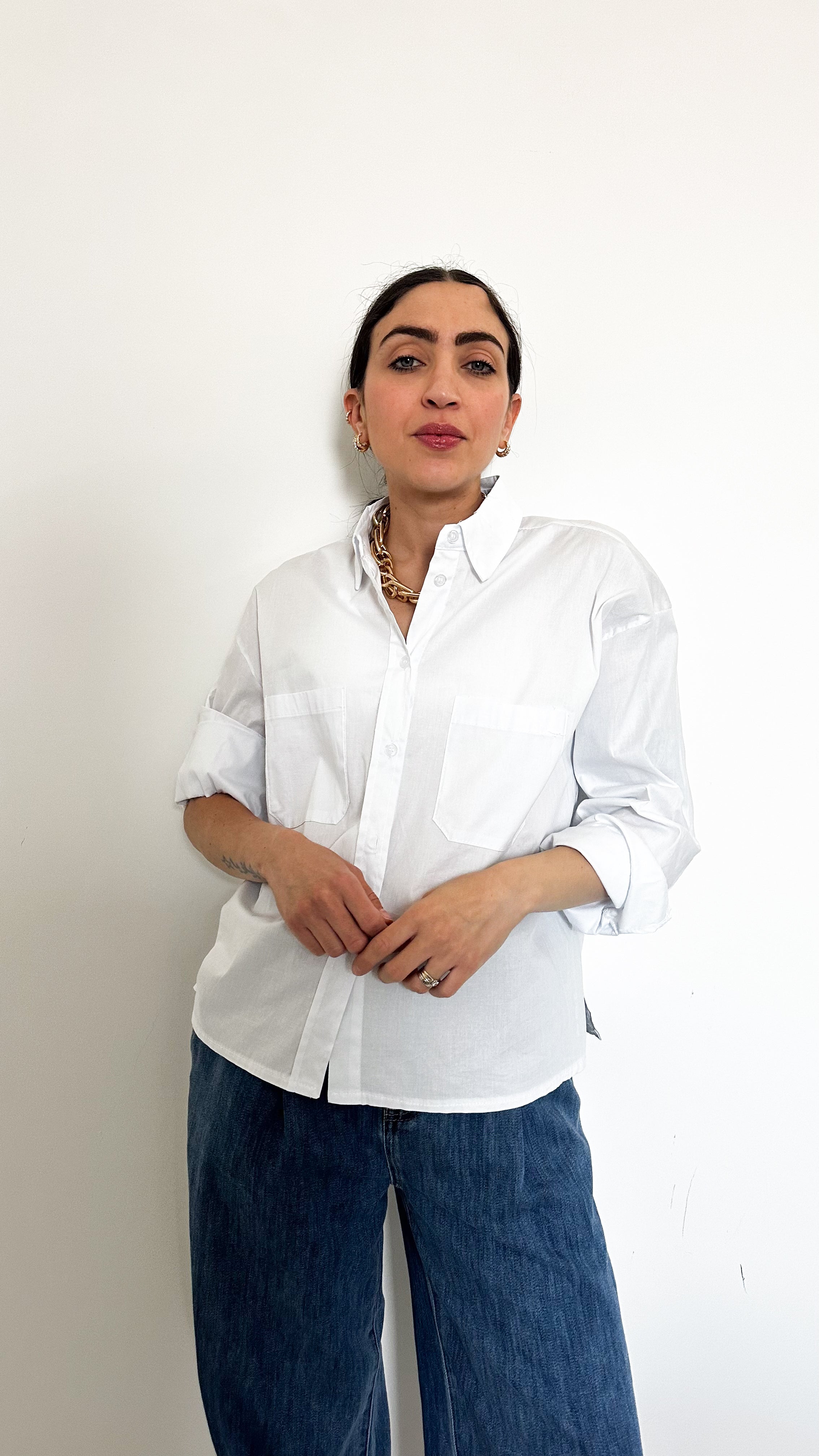 Camicia Bianca Con Tasche