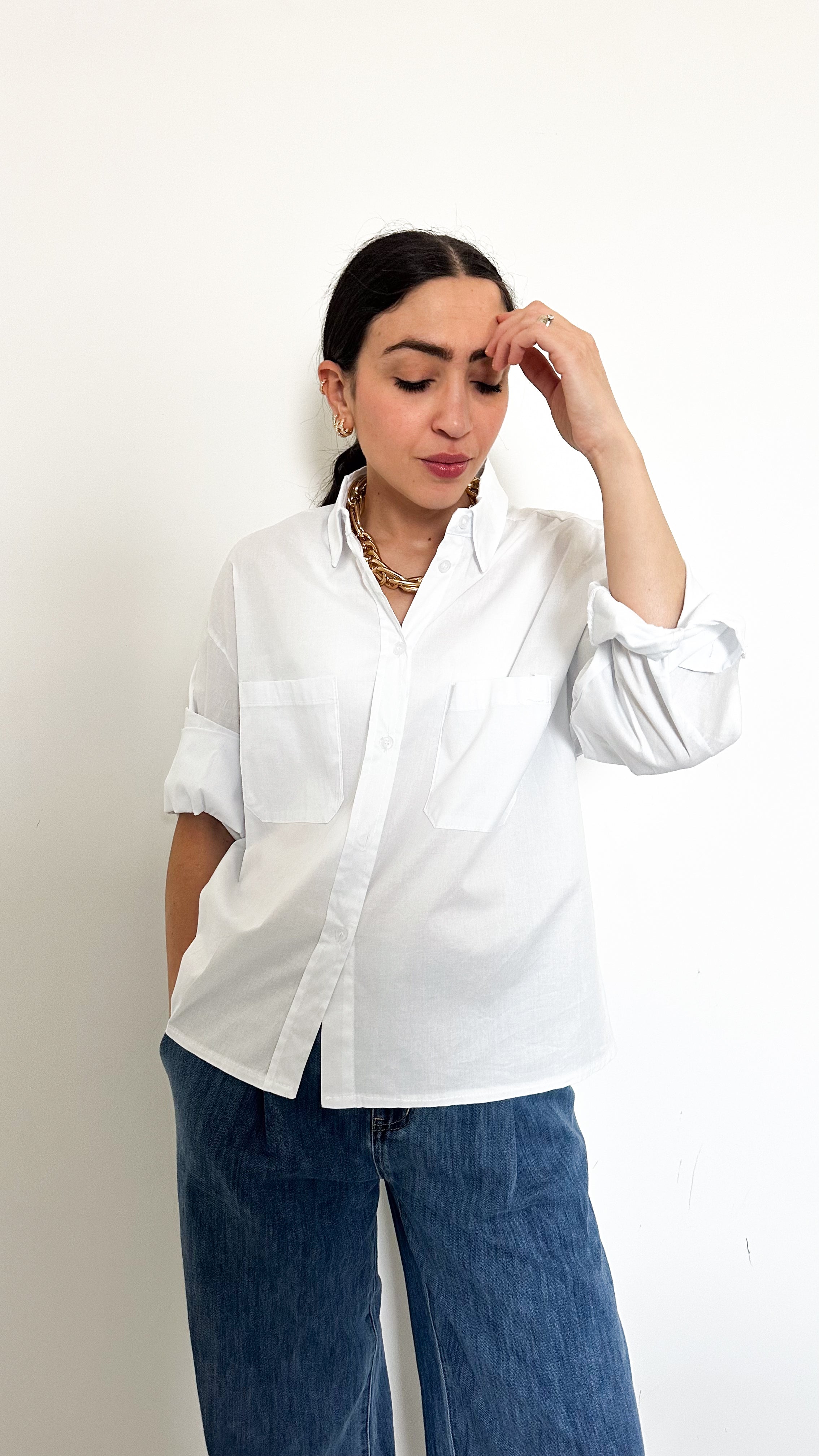 Camicia Bianca Con Tasche