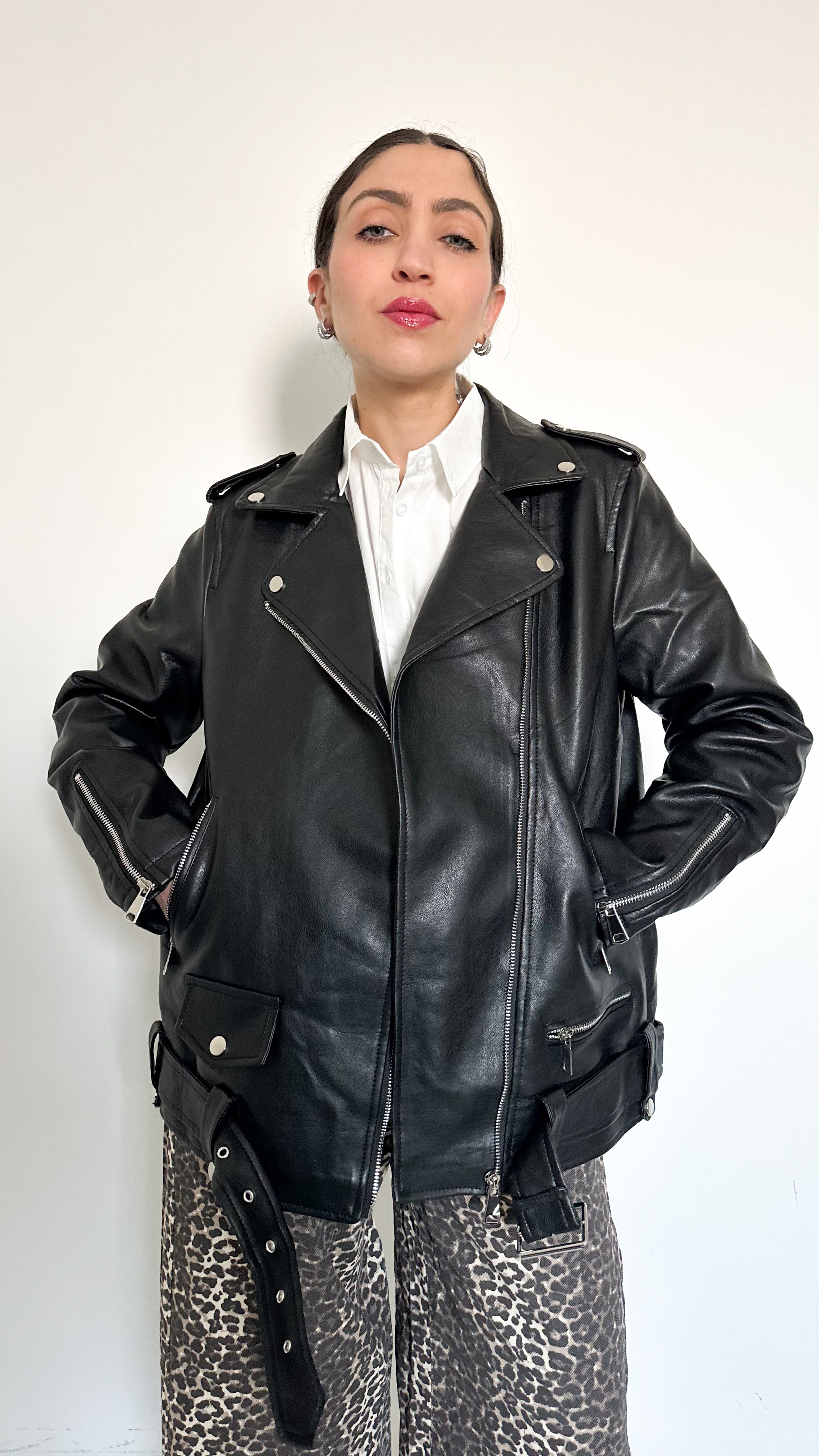 Chiodo Over In Ecopelle Nero