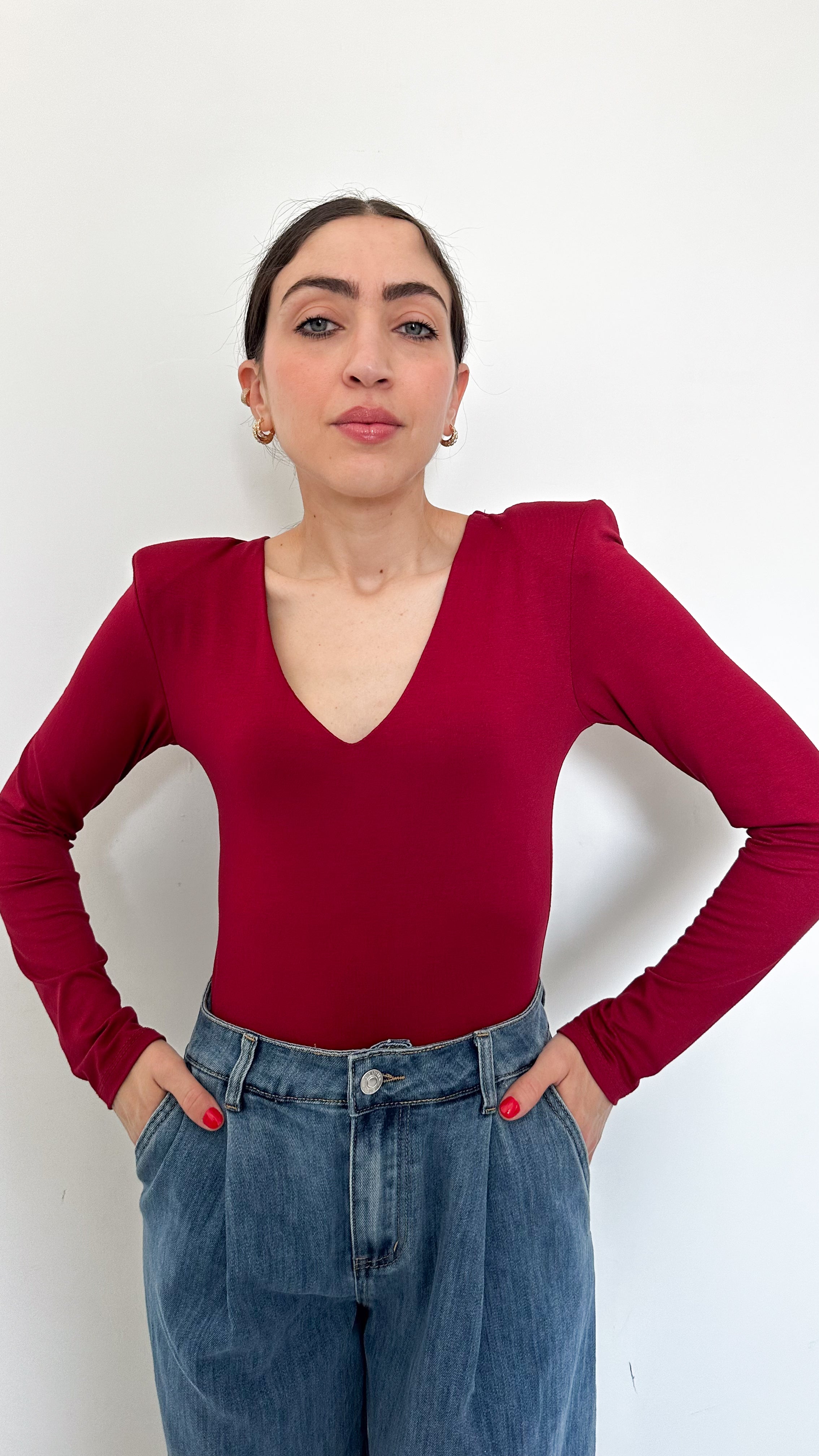 Body Bordeaux Con Spalline