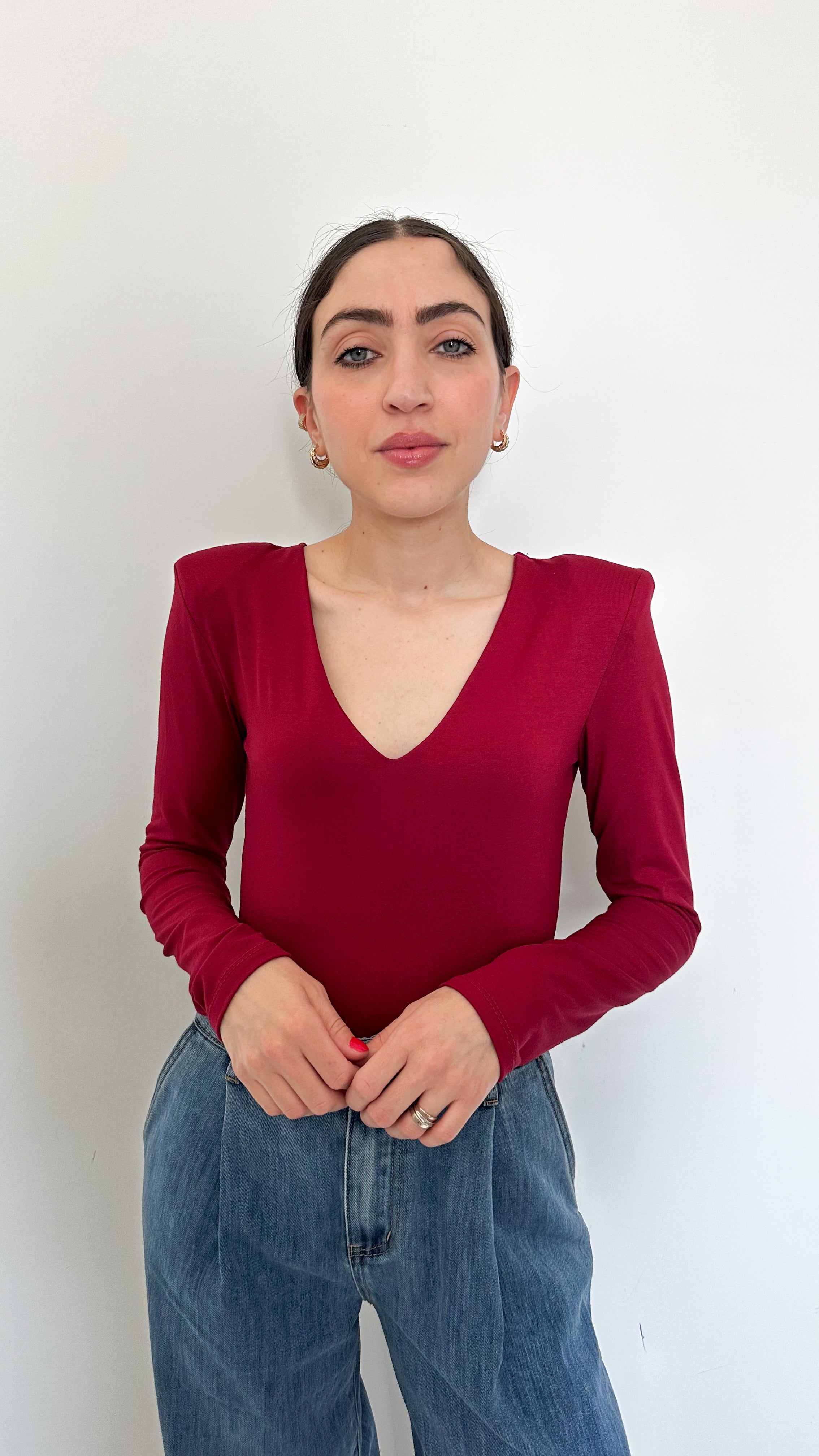 Body Bordeaux Con Spalline