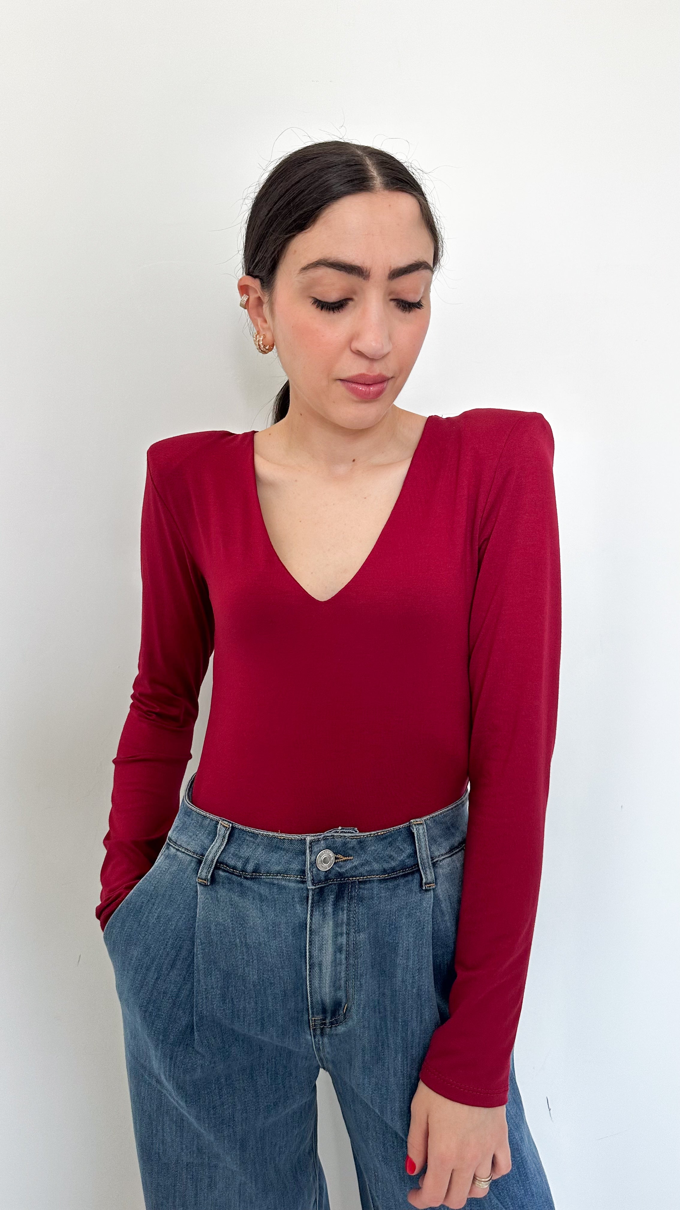 Body Bordeaux Con Spalline