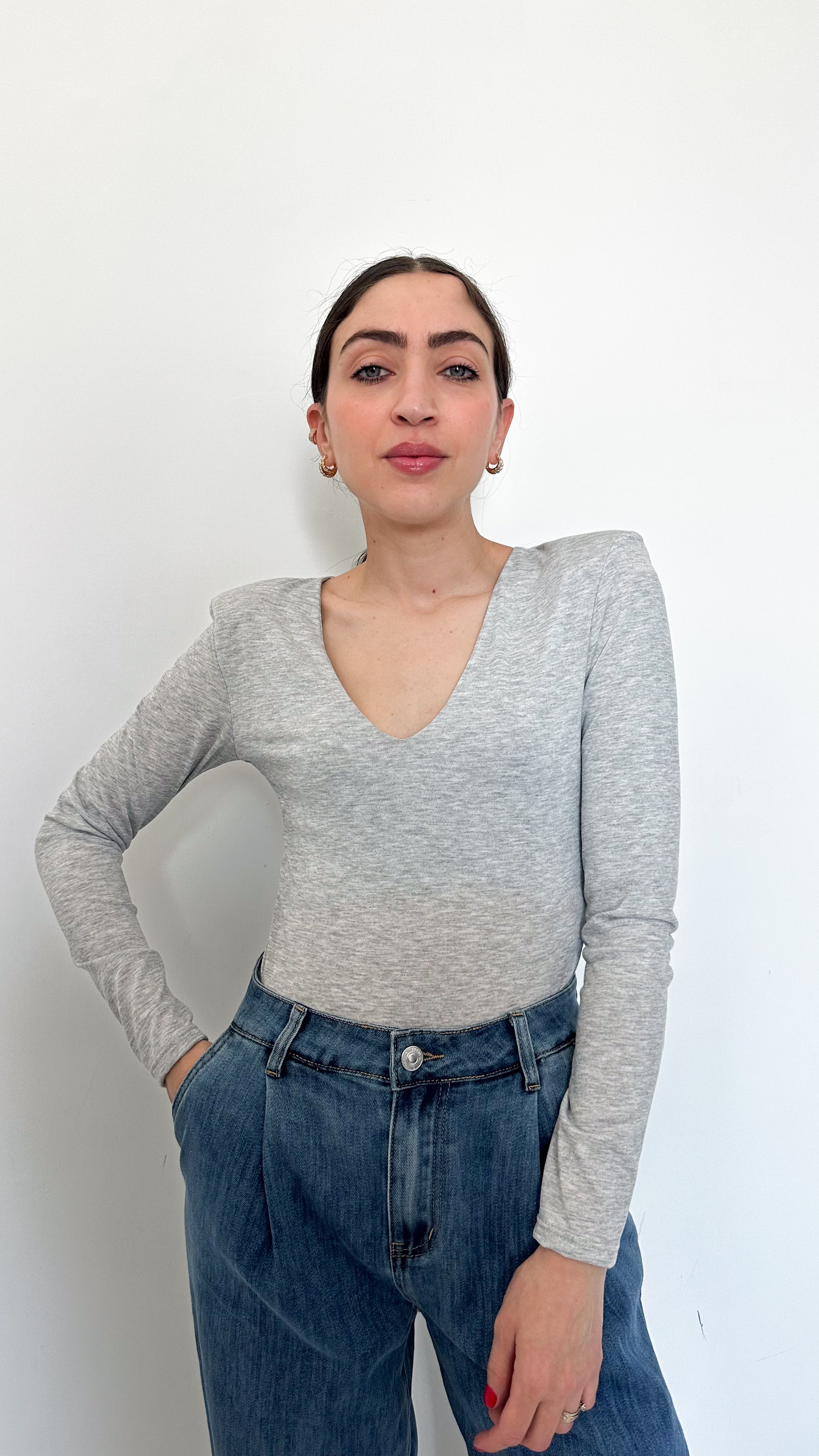 Body Grigio Con Spalline