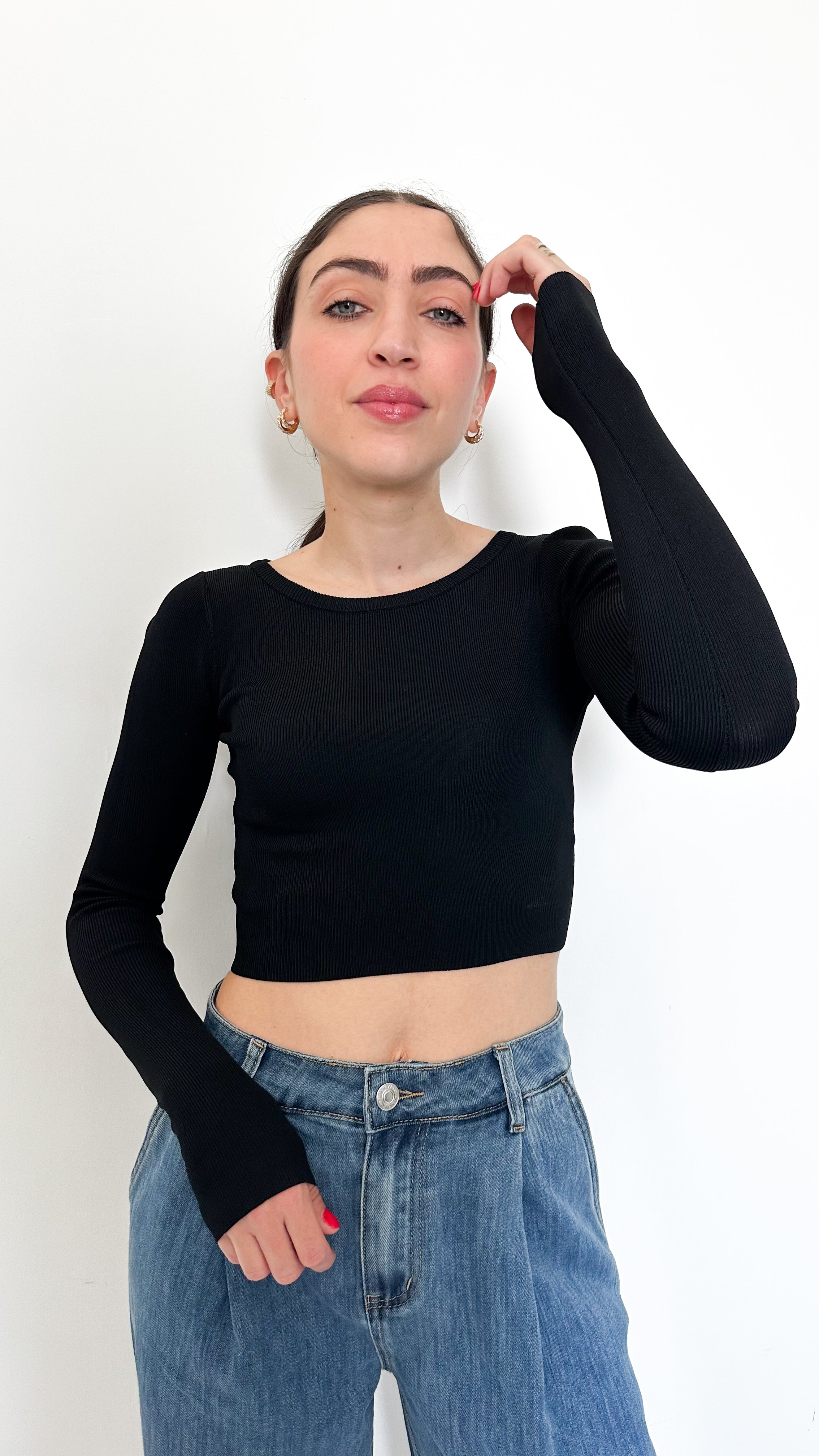 Maglia Basic Crop Nera
