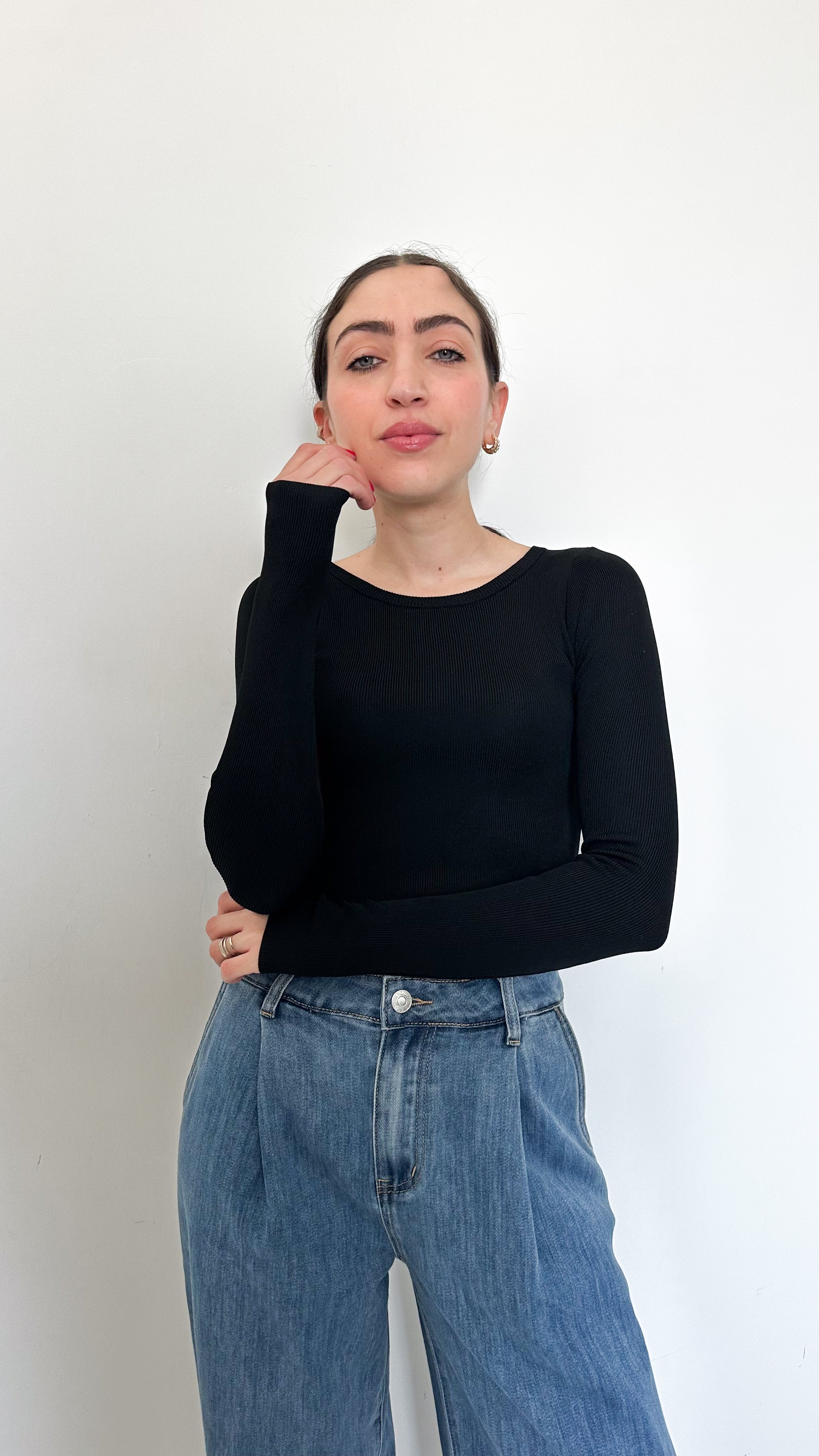 Maglia Basic Crop Nera