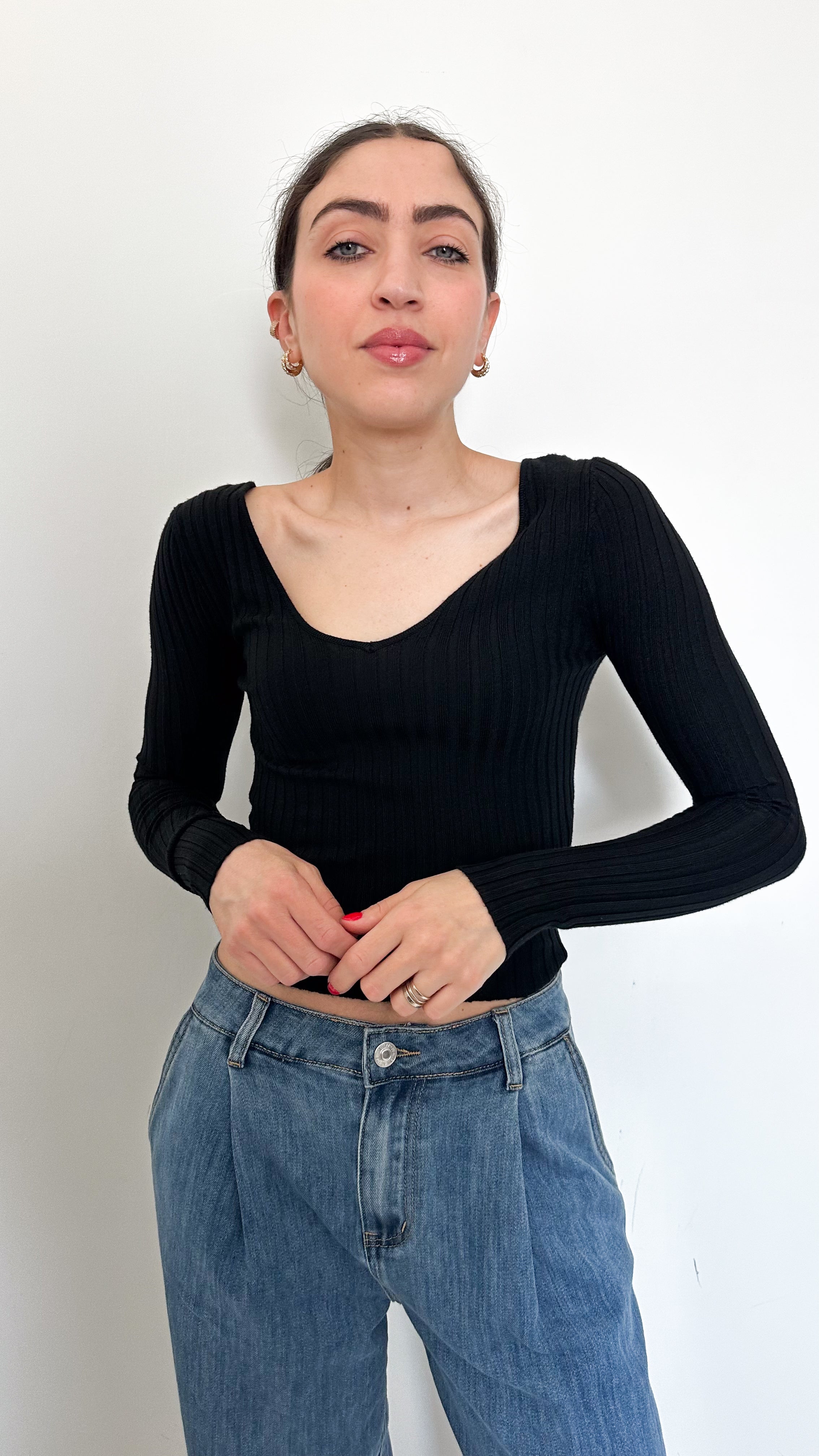 Maglia Nera A Coste