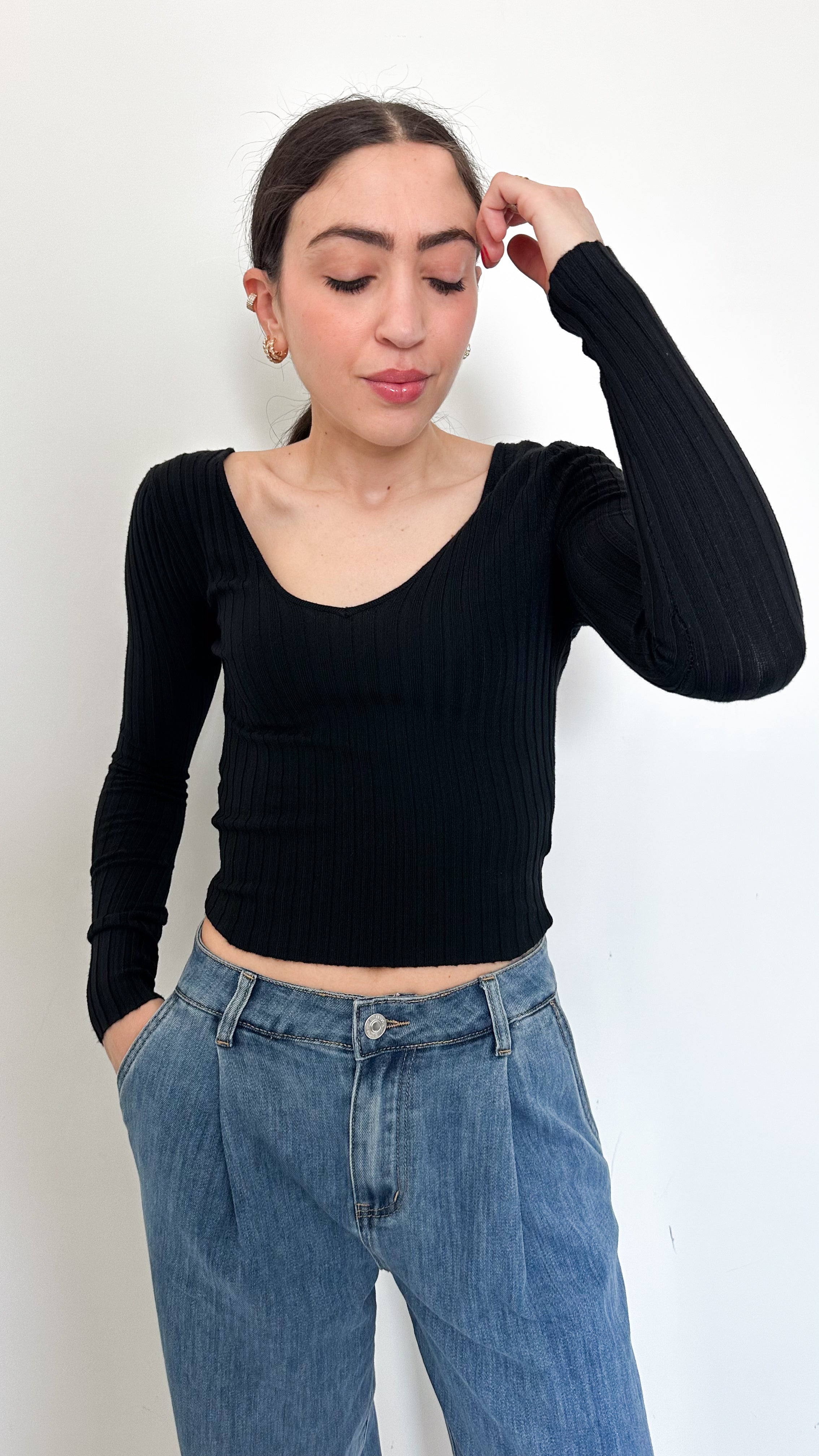 Maglia Nera A Coste