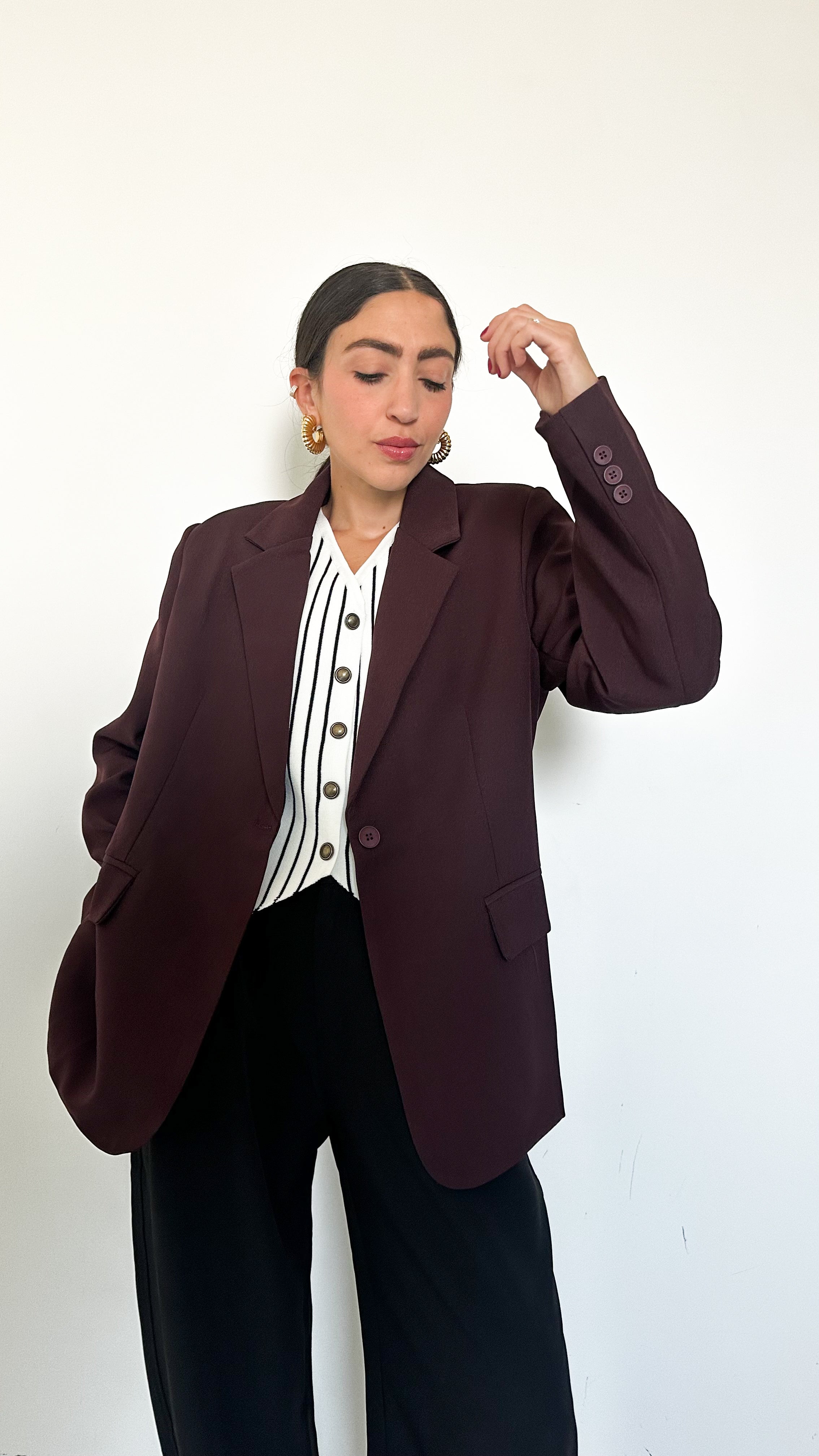 Blazer Borgogna Con Cintura