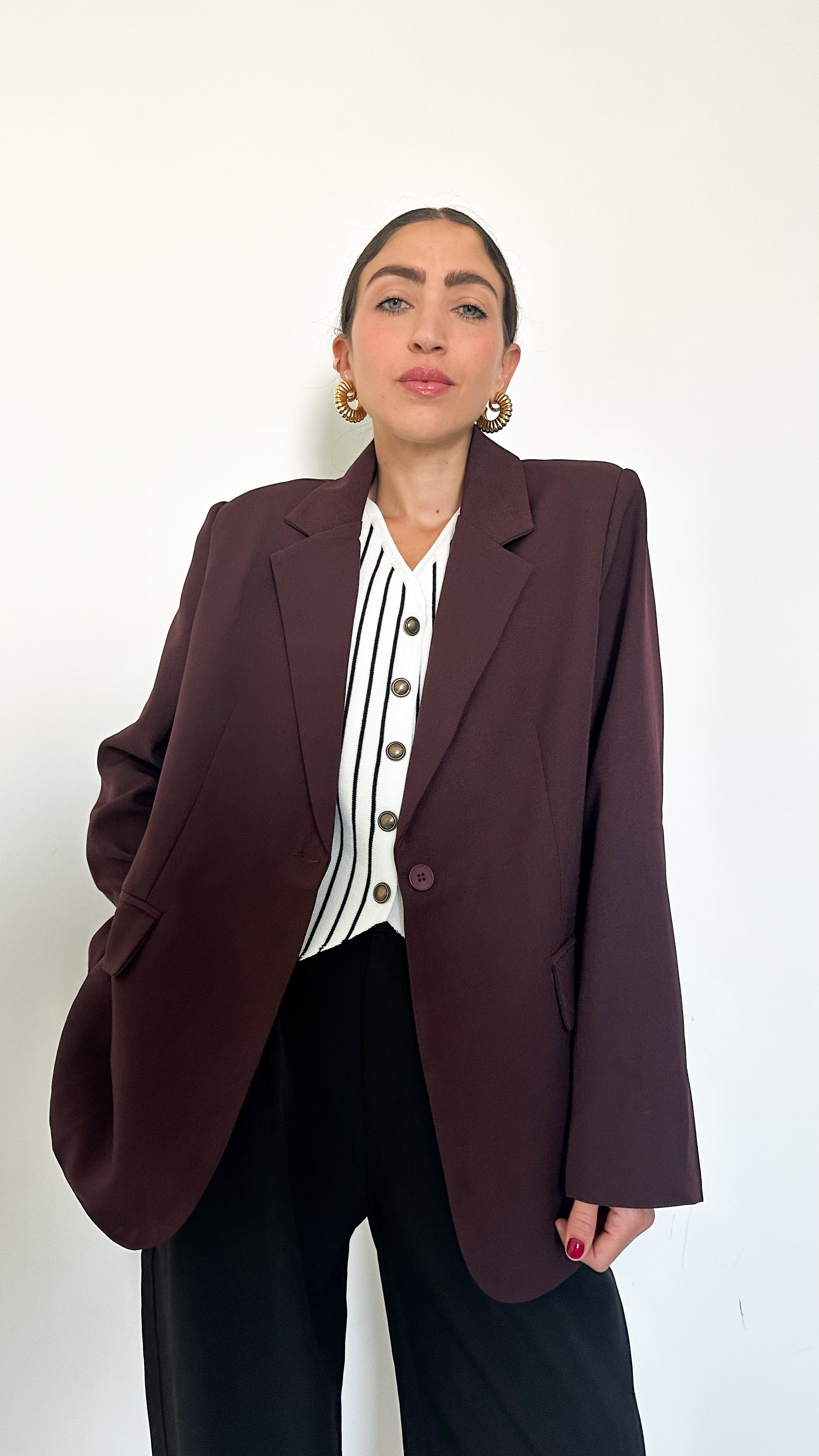 Blazer Borgogna Con Cintura