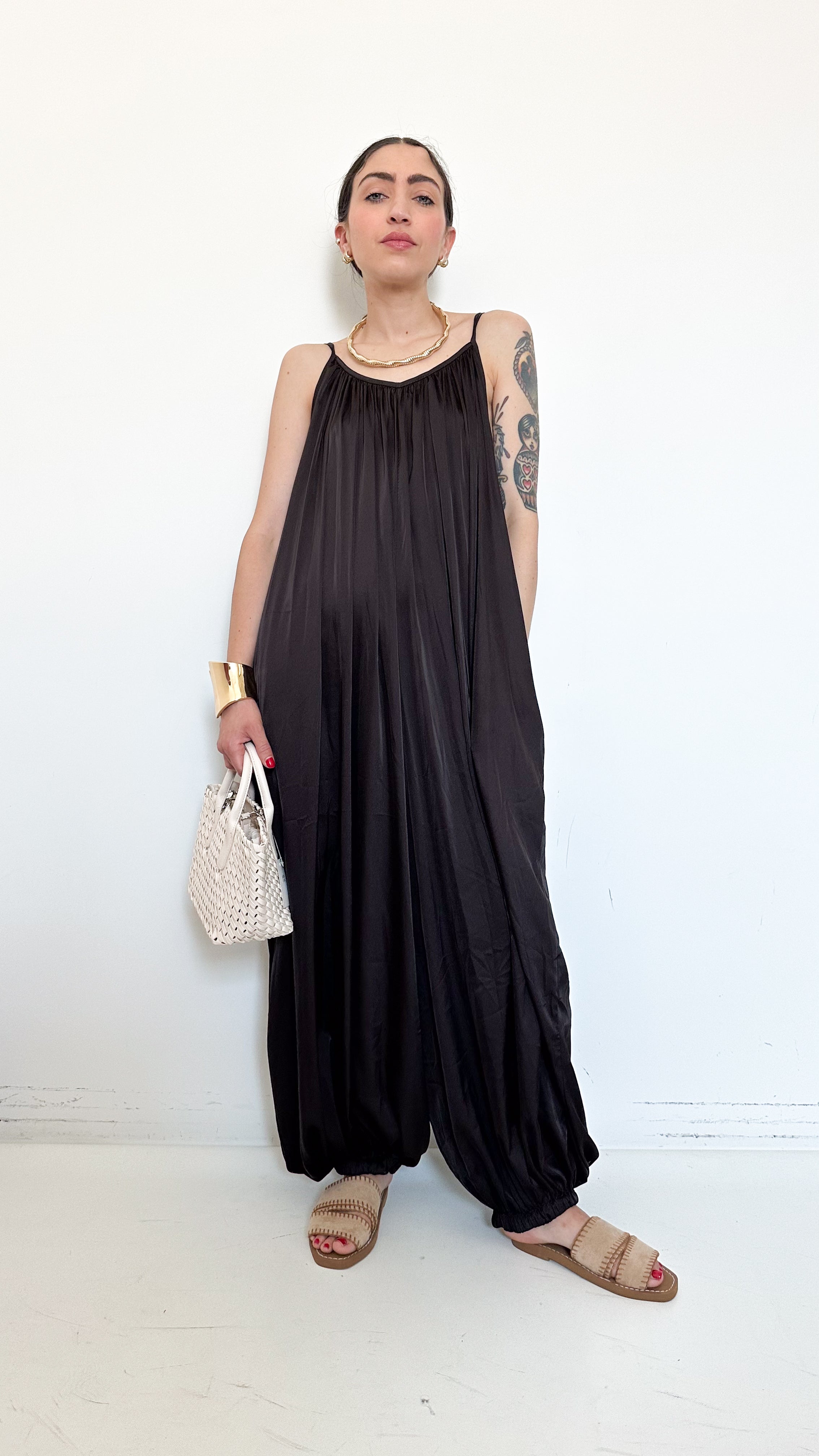 Tuta Marrone In Satin