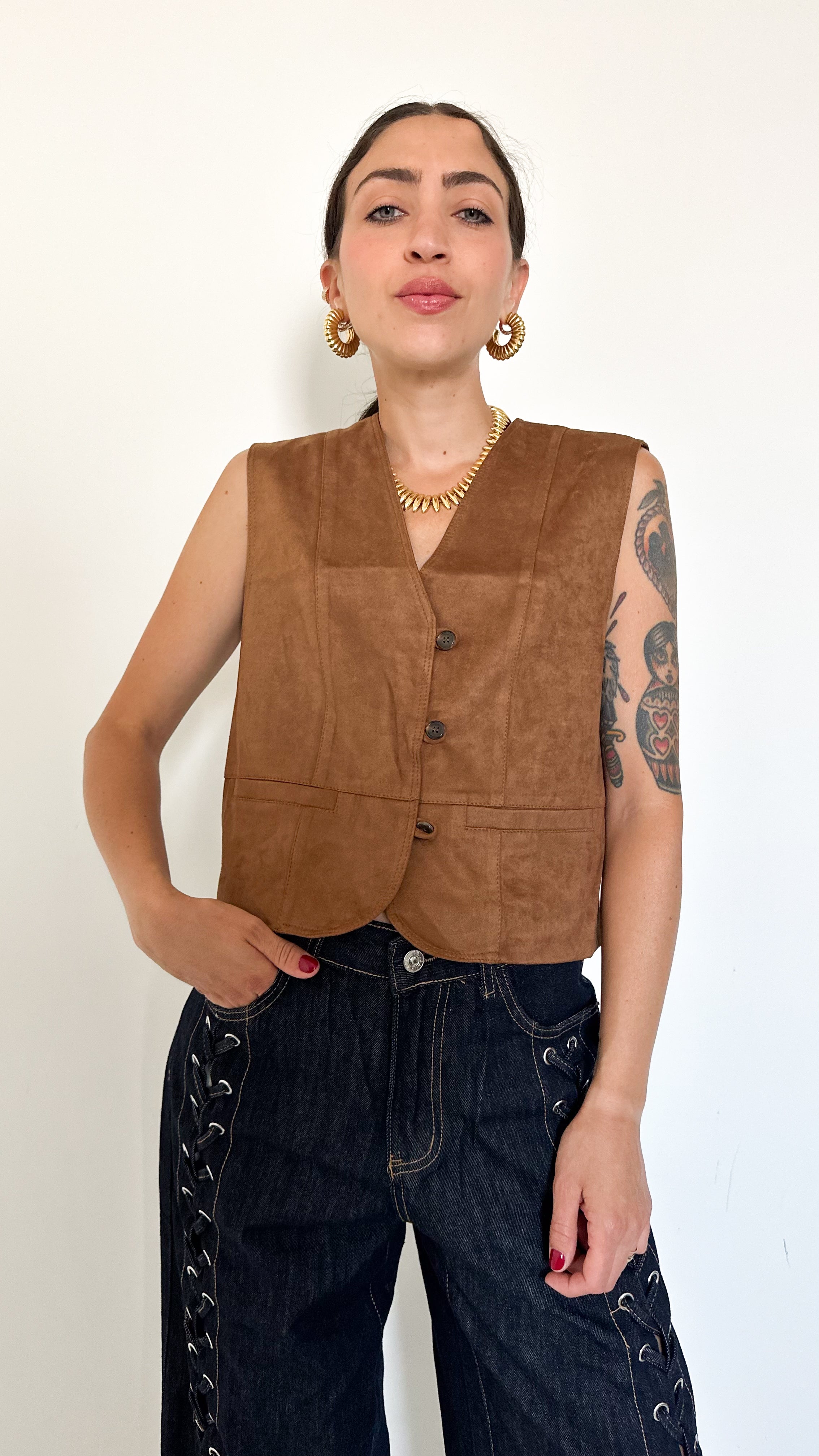 Gilet Effetto Scamosciato