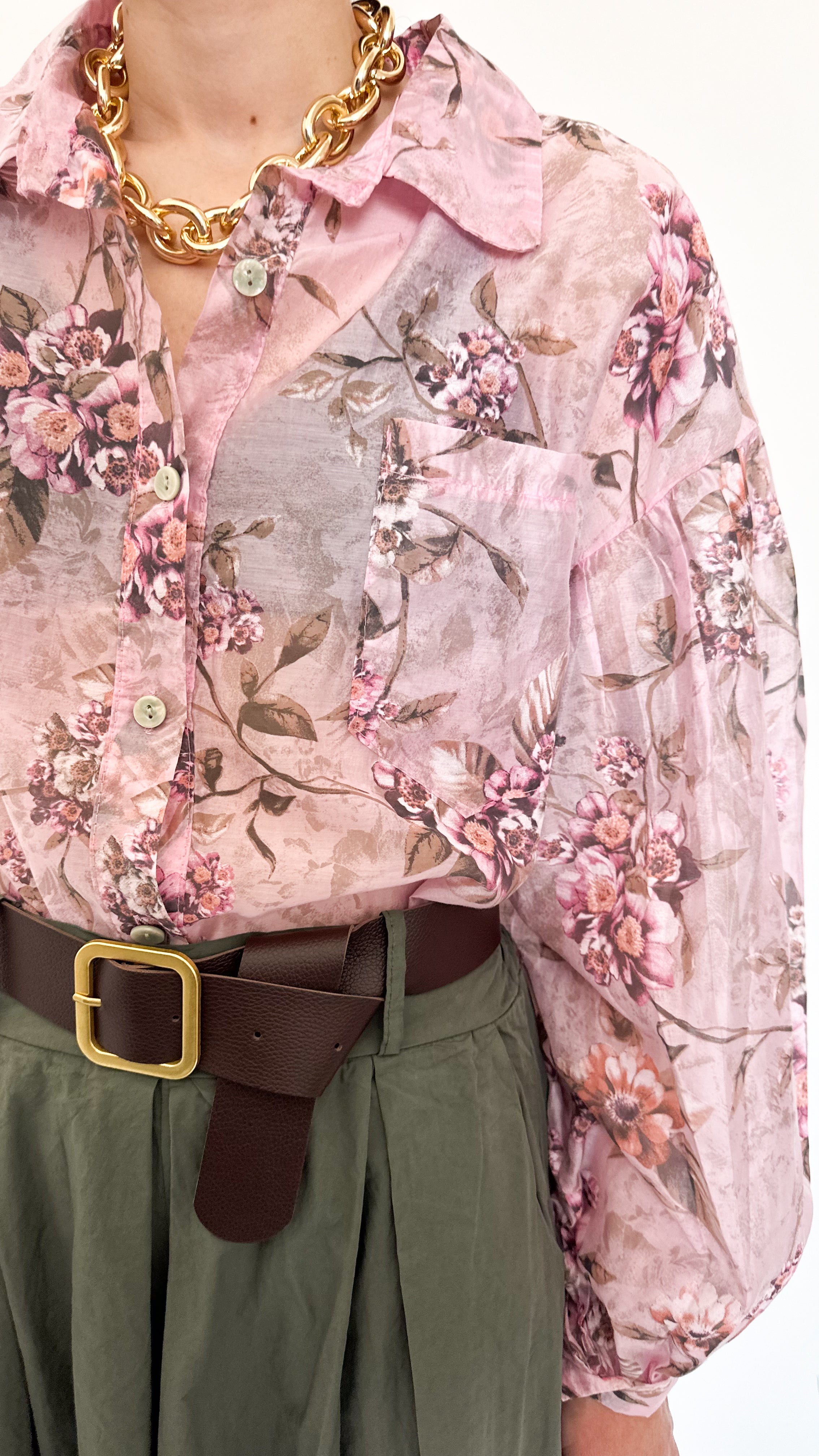 Camicia A Fiori Rosa