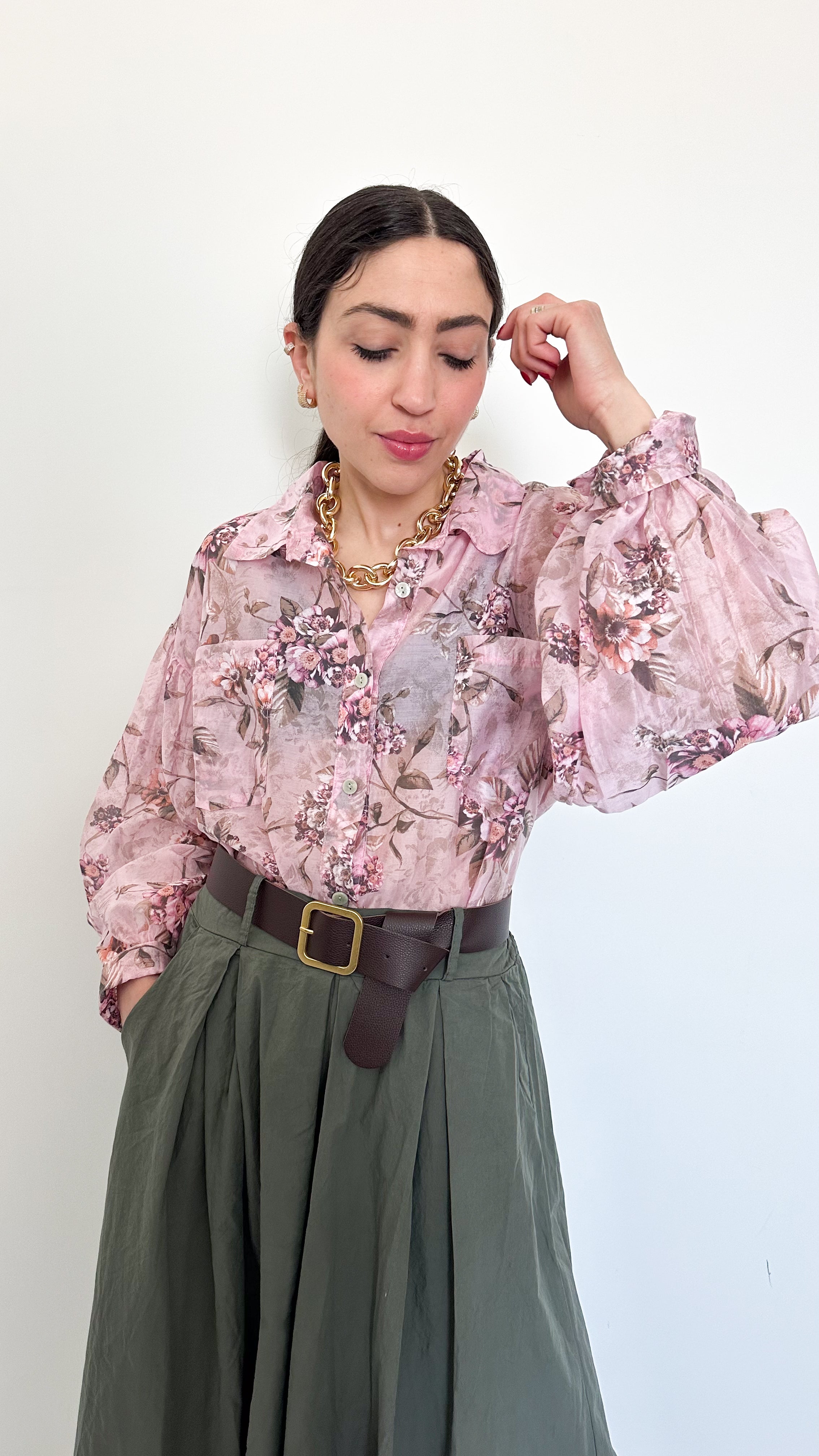 Camicia A Fiori Rosa
