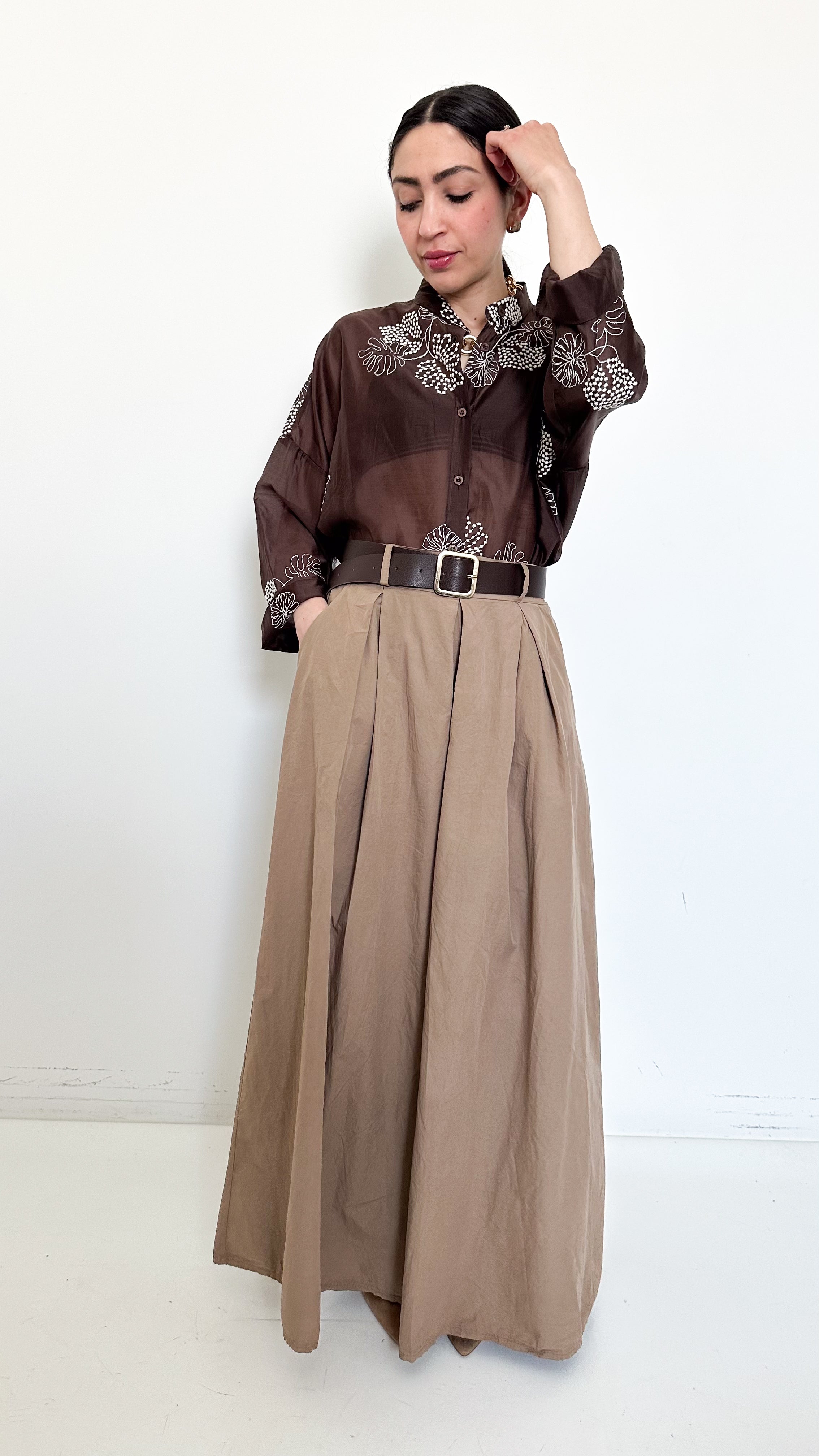 Pantaloni Palazzo Con Pinces
