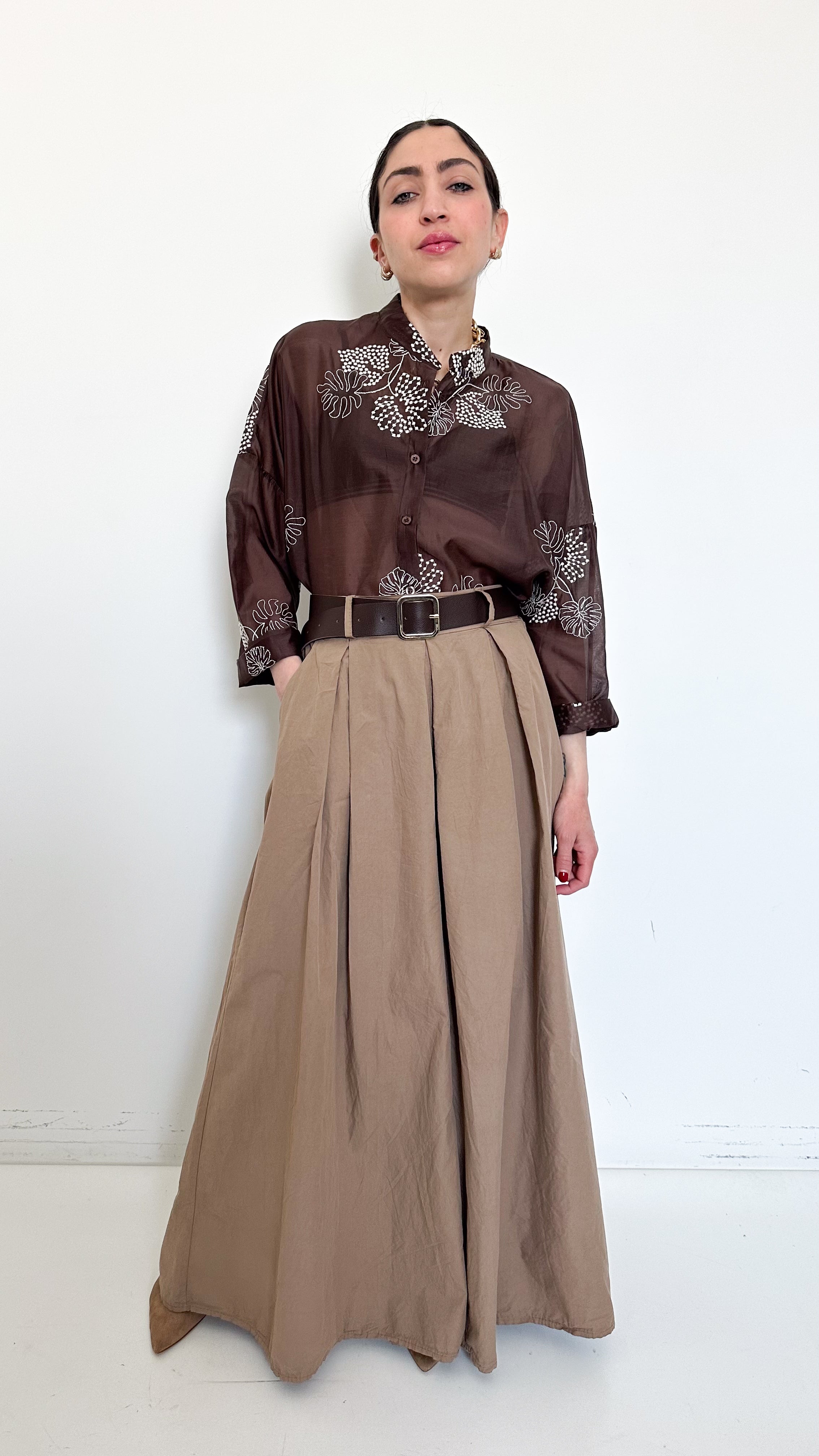 Pantaloni Palazzo Con Pinces