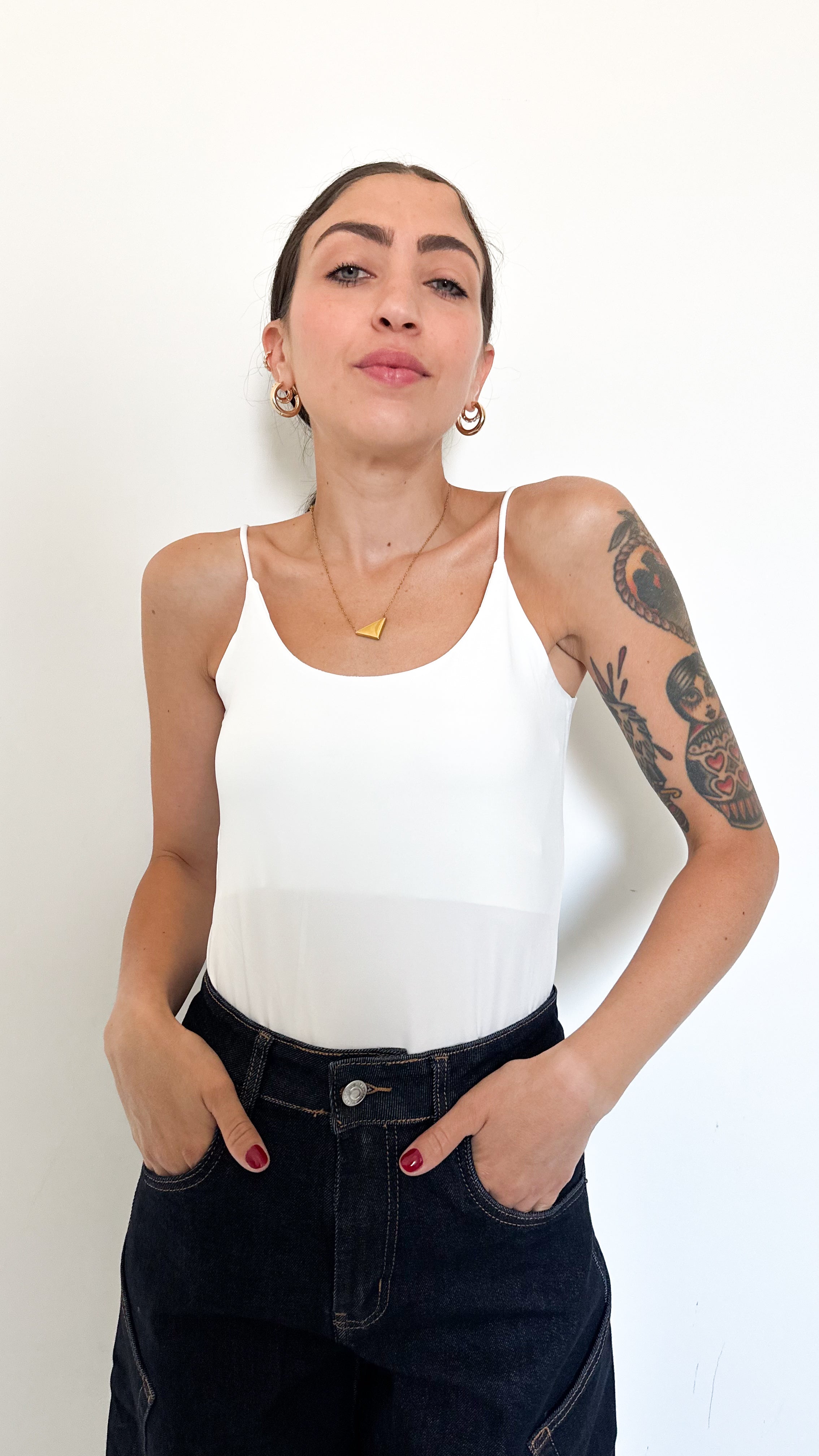 Top Bianco Con Spalline Sottili