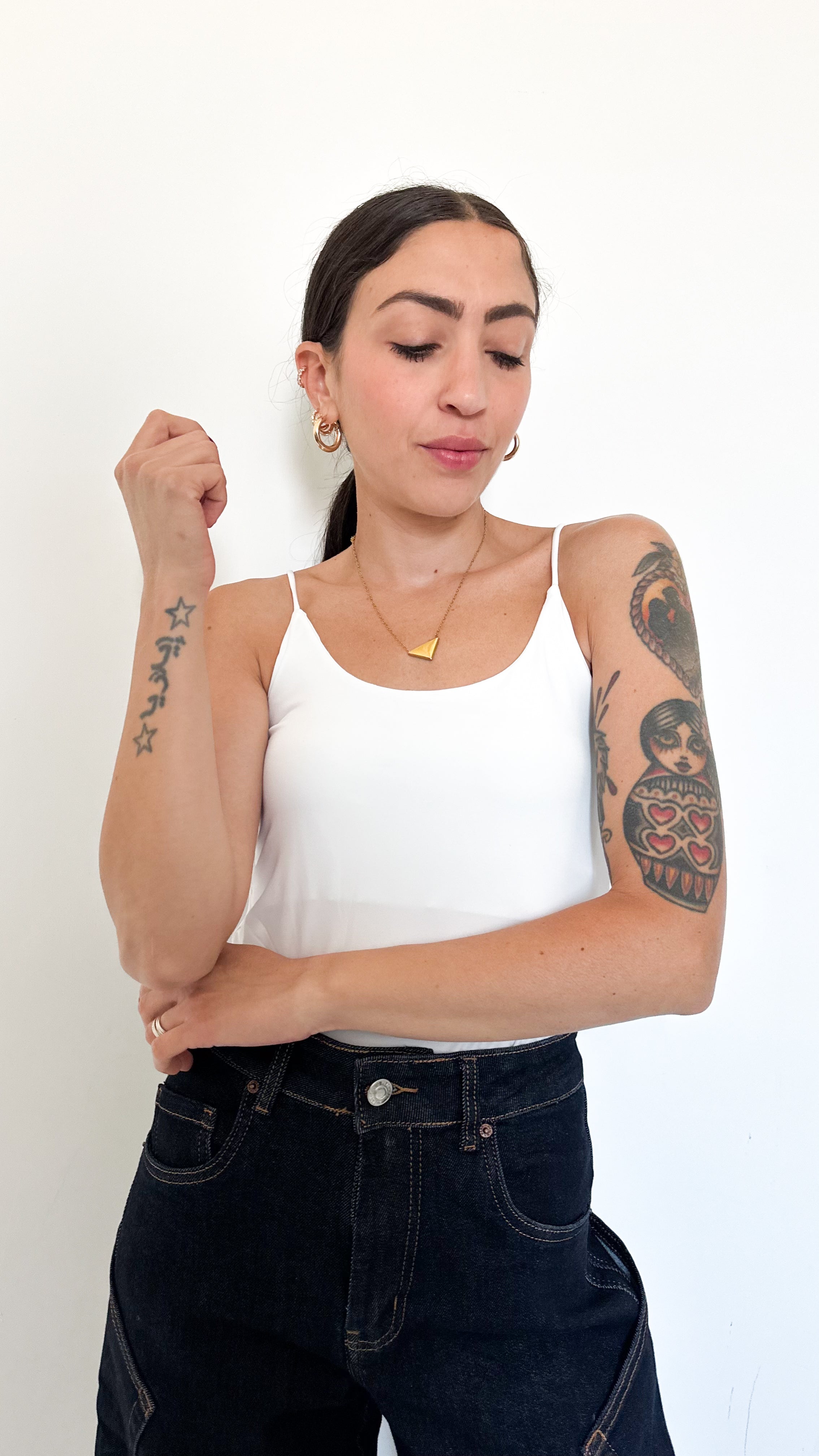 Top Bianco Con Spalline Sottili