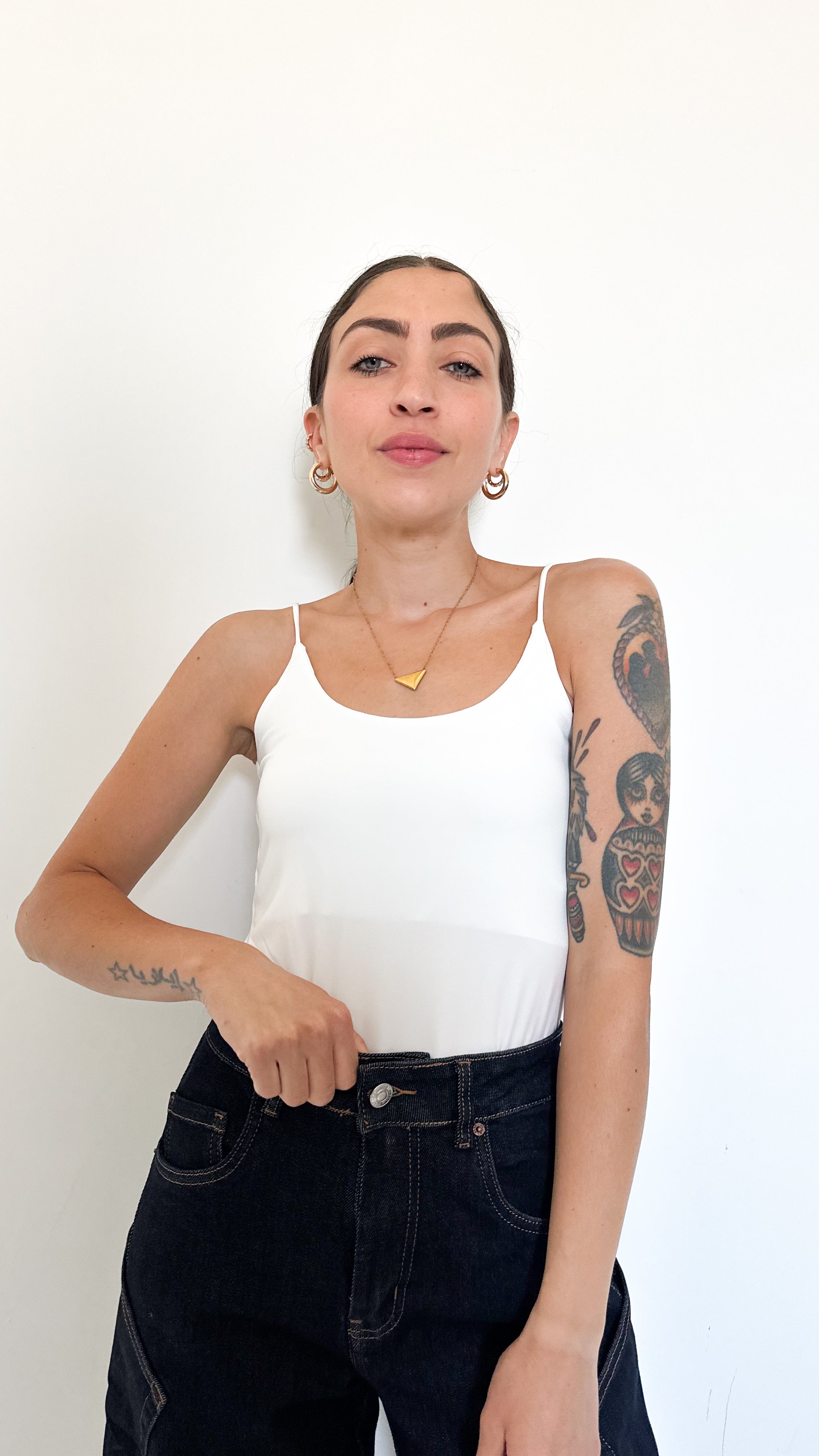 Top Bianco Con Spalline Sottili