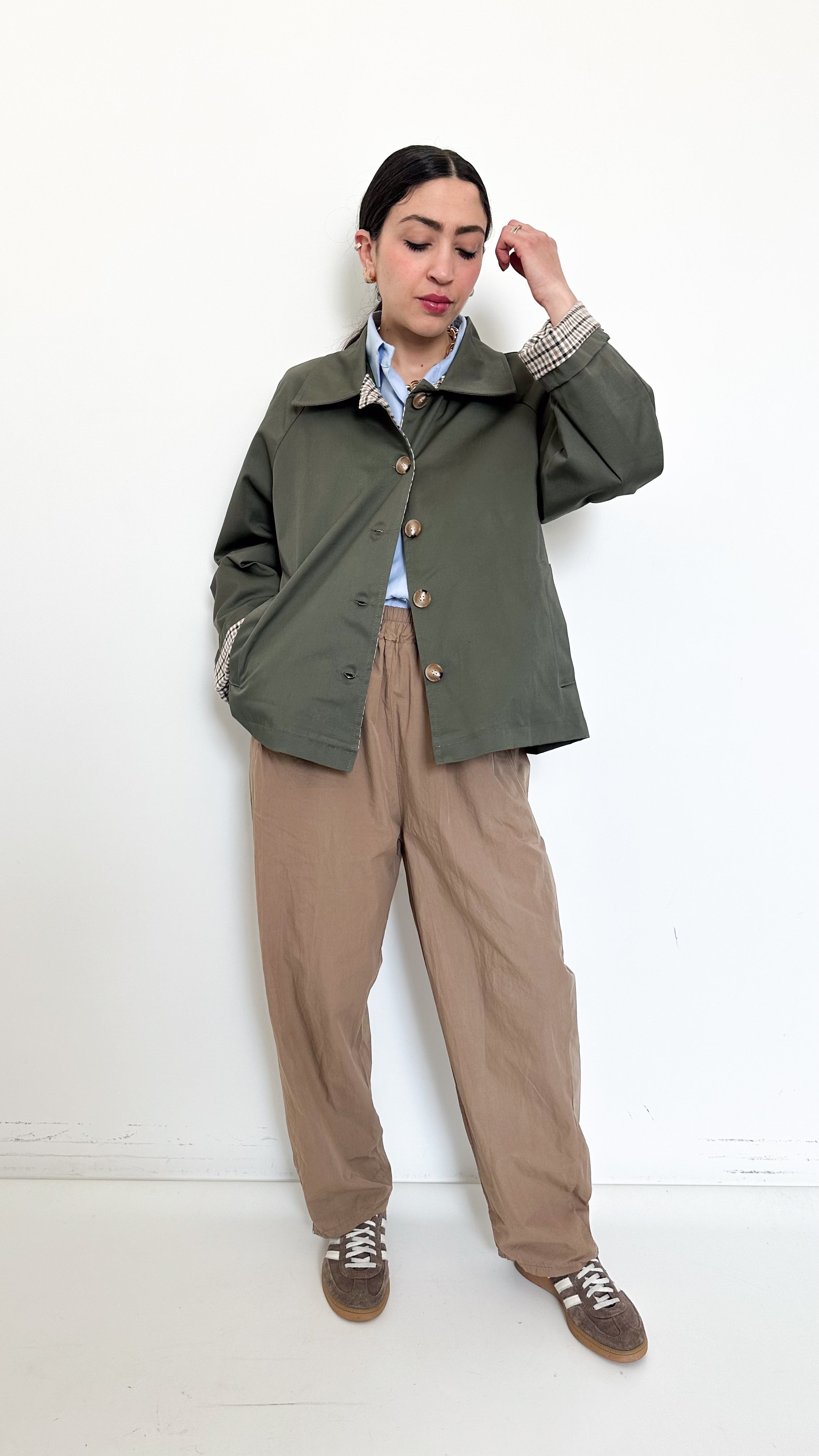 Pantaloni Taupe Balloon In Cotone