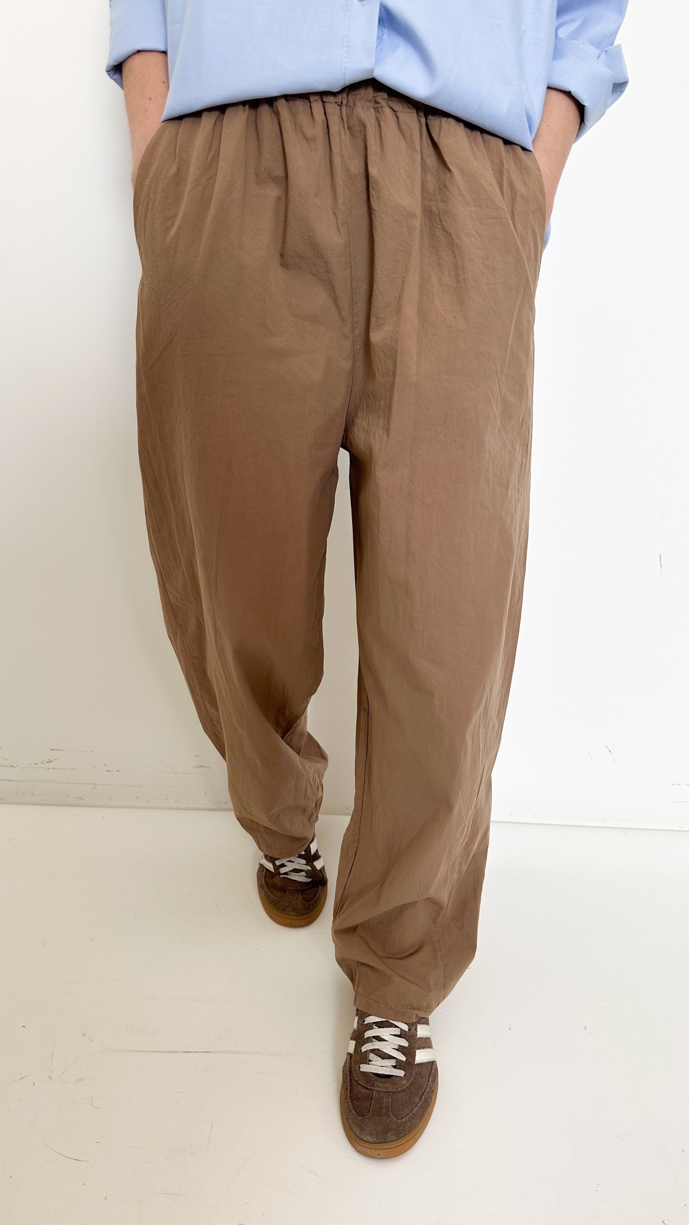 Pantaloni Taupe Balloon In Cotone