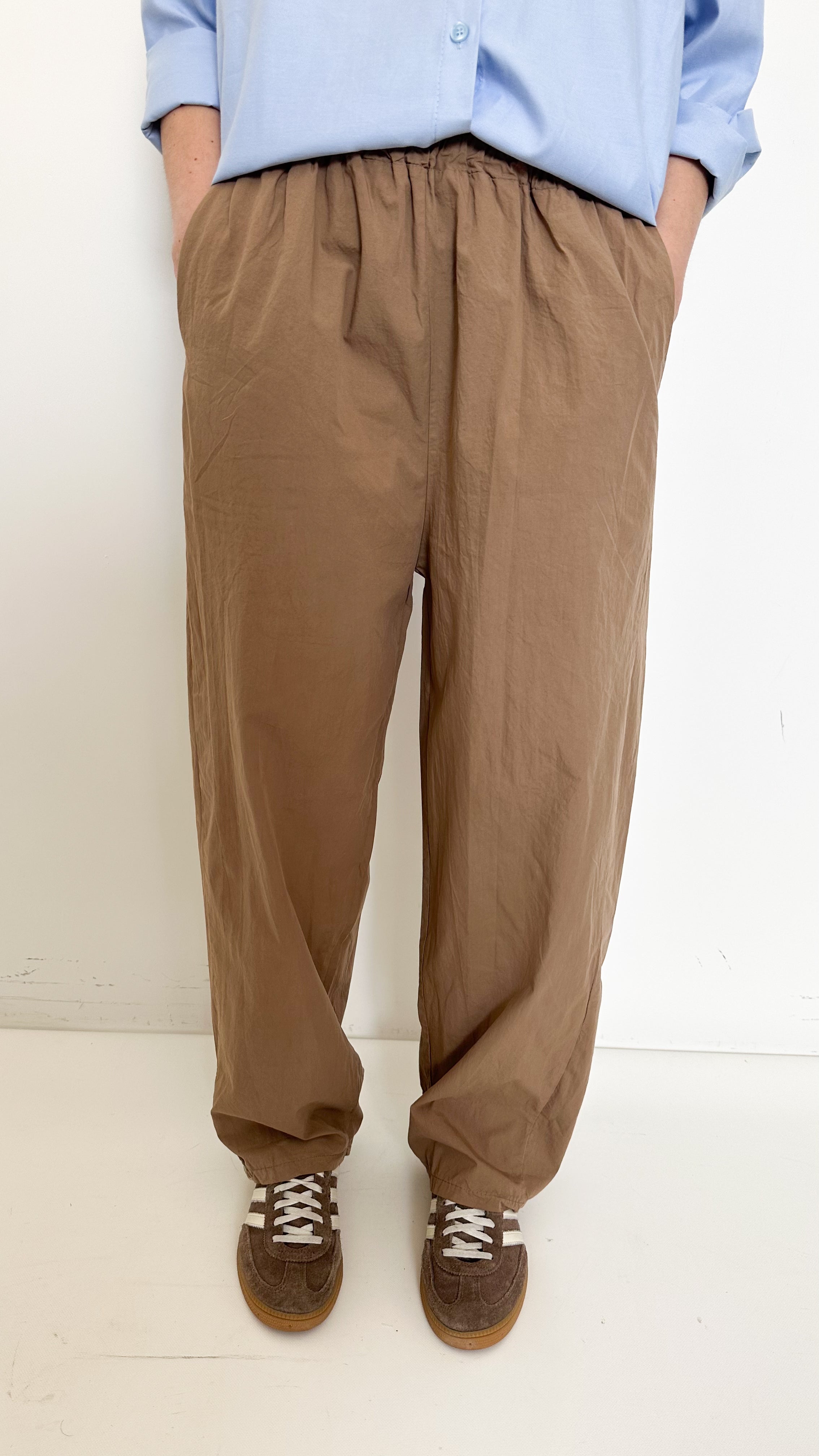 Pantaloni Taupe Balloon In Cotone
